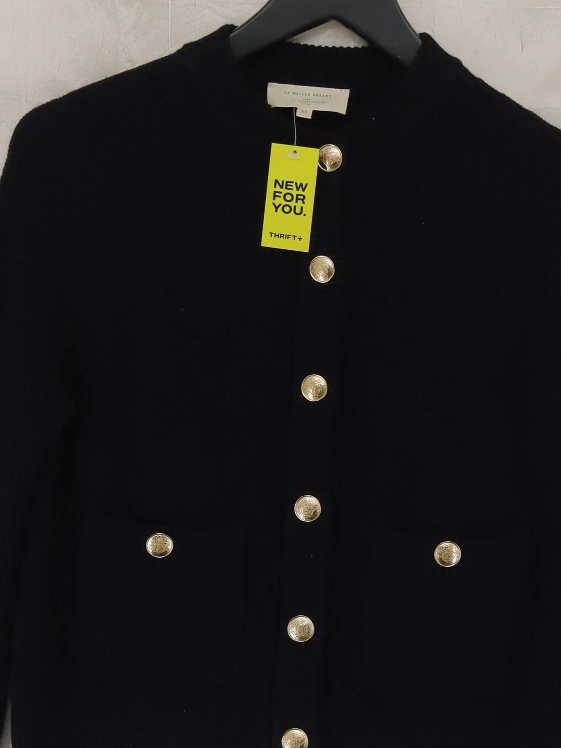 La Maille Sezane Women's Cardigan XS Black Cotton with Wool, Polyamide Cardigan - Image 3