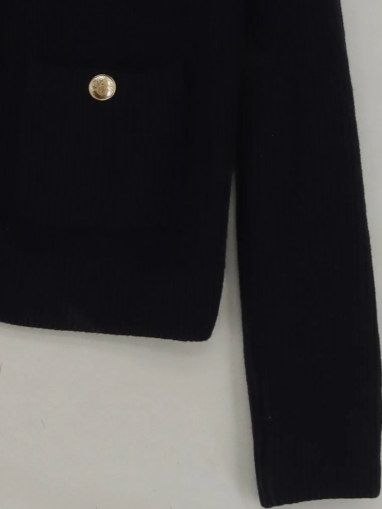 La Maille Sezane Women's Cardigan XS Black Cotton with Wool, Polyamide Cardigan - Image 4