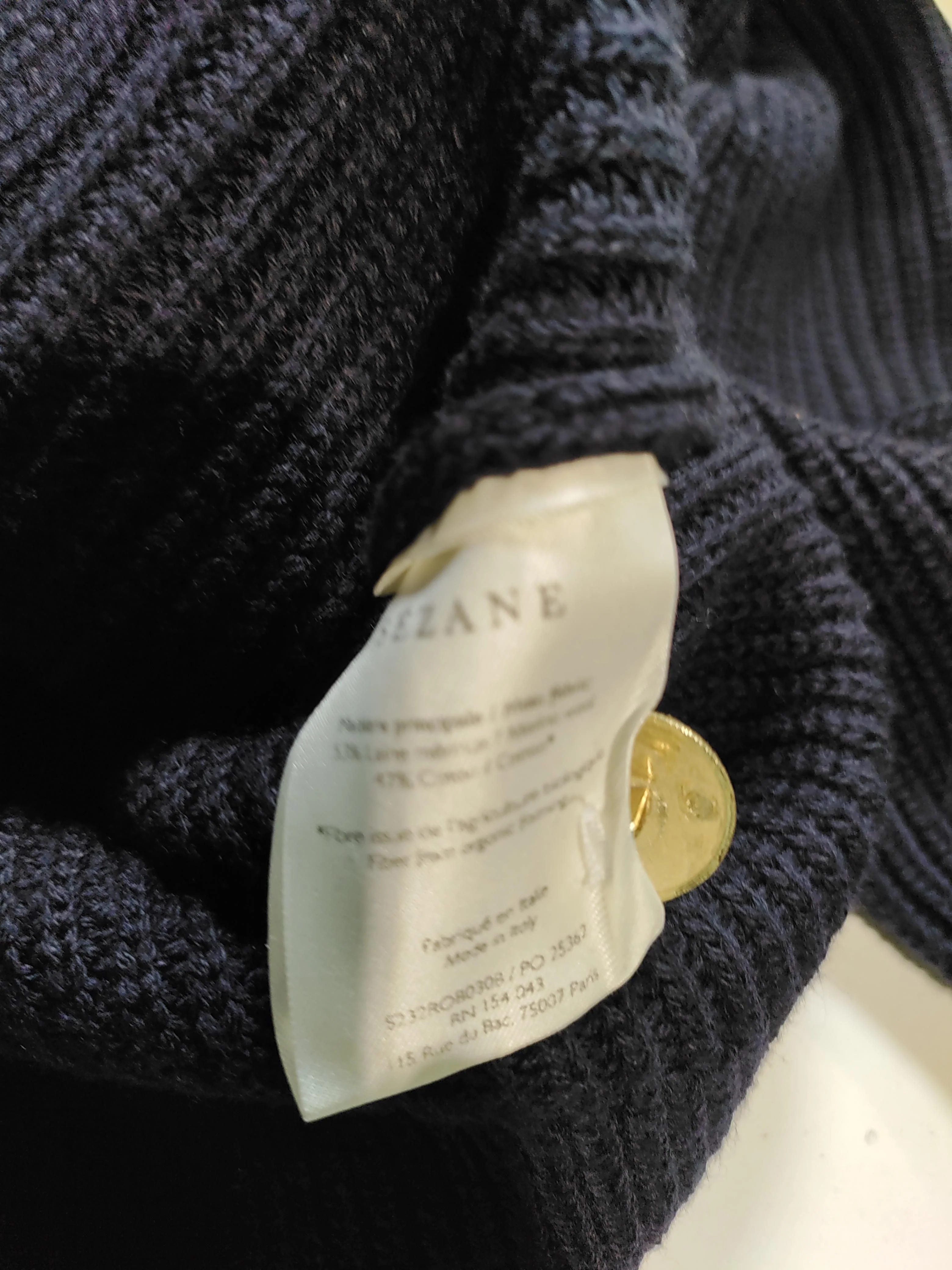 La Maille Sezane Women's Cardigan XS Black Cotton with Wool, Polyamide Cardigan - Image 6