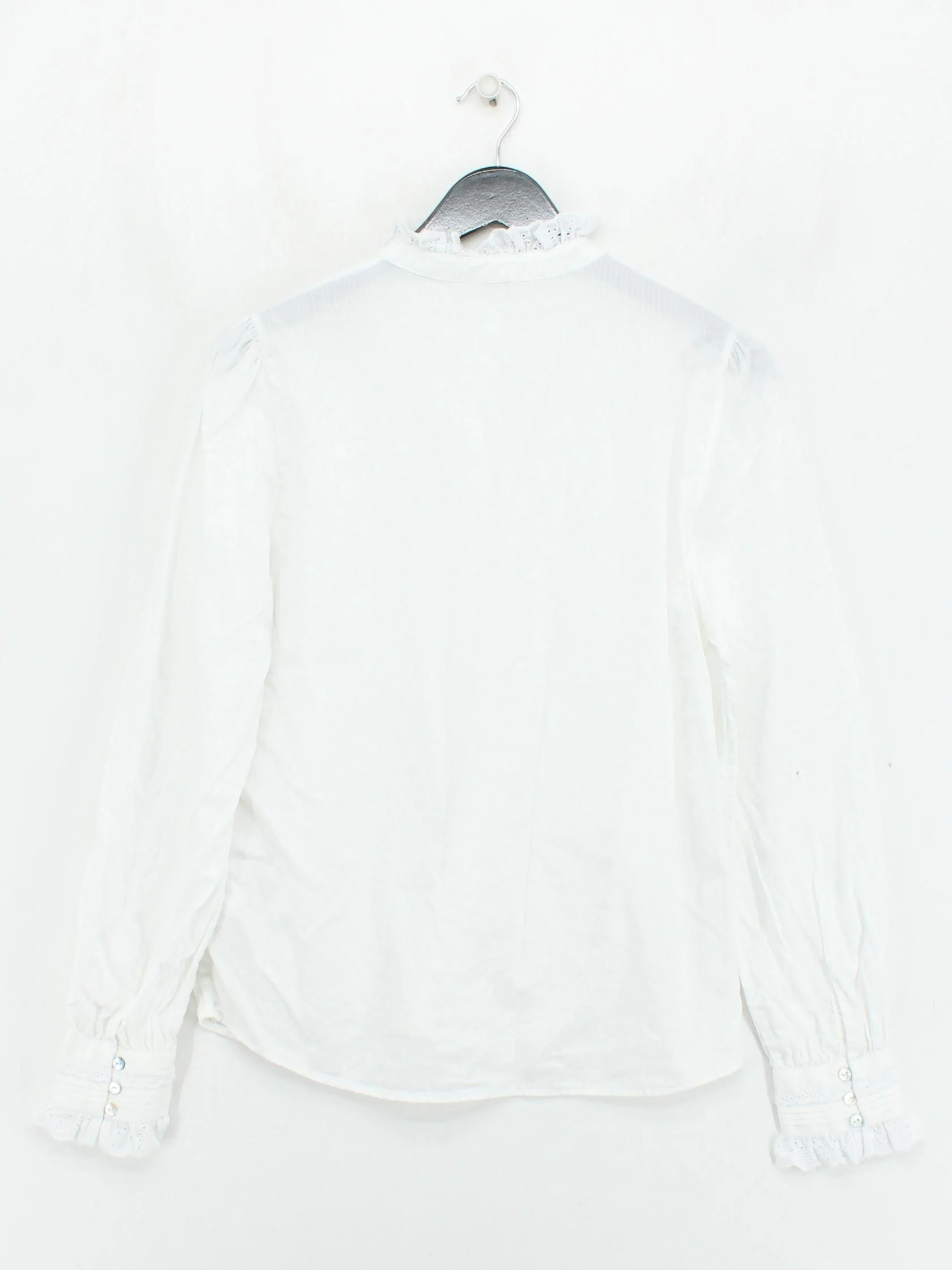 La Redoute Women's Blouse L White 100% Cotton Long Sleeve High Neck Basic - Image 2