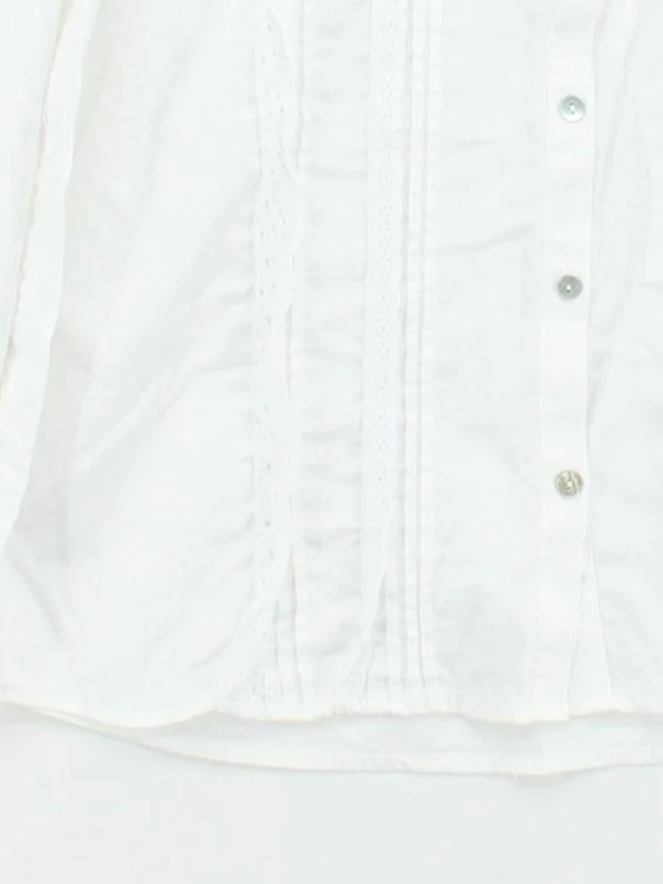 La Redoute Women's Blouse L White 100% Cotton Long Sleeve High Neck Basic - Image 4
