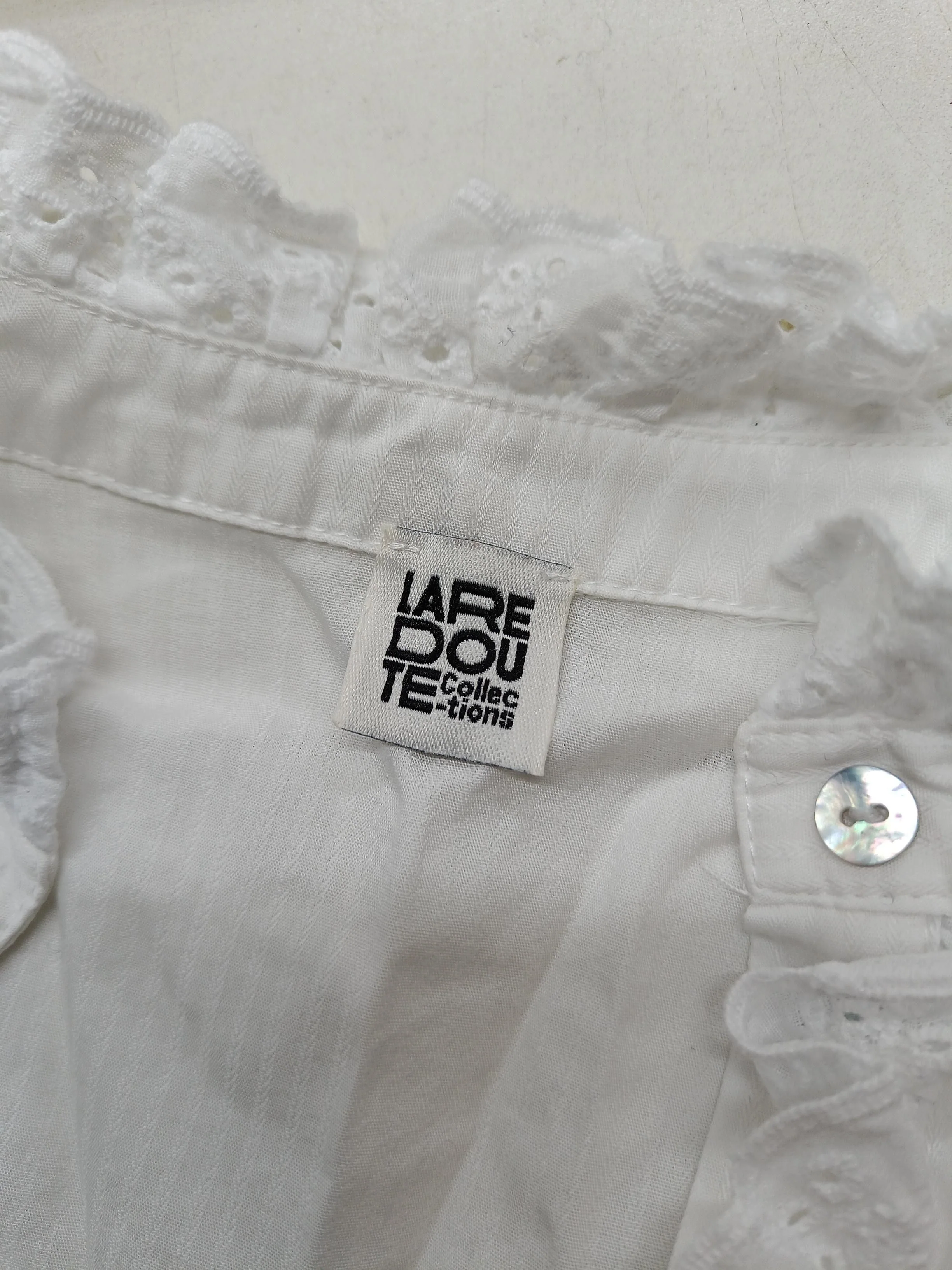 La Redoute Women's Blouse L White 100% Cotton Long Sleeve High Neck Basic - Image 5