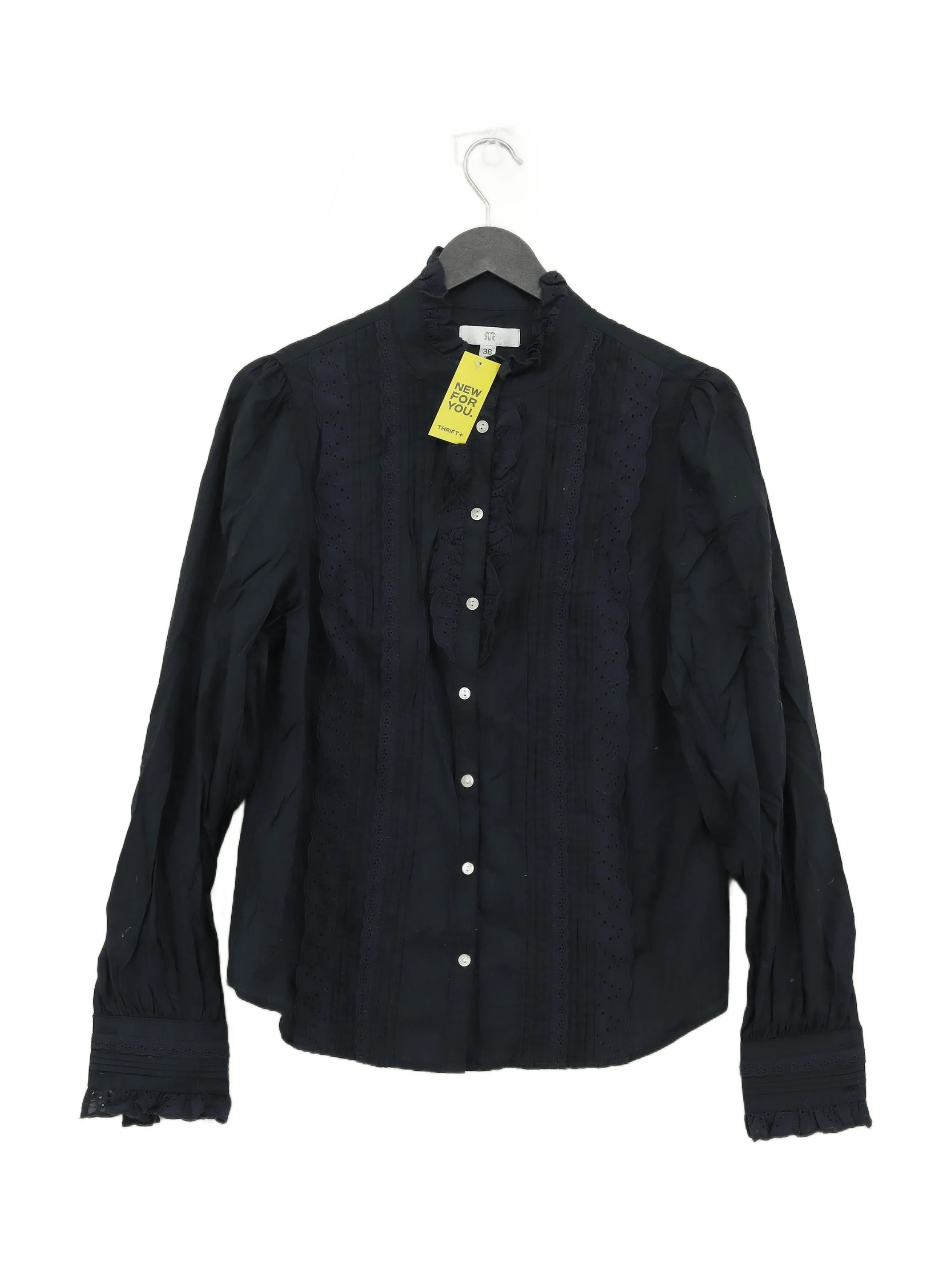 La Redoute Women's Blouse M Black 100% Other Long Sleeve High Neck Basic