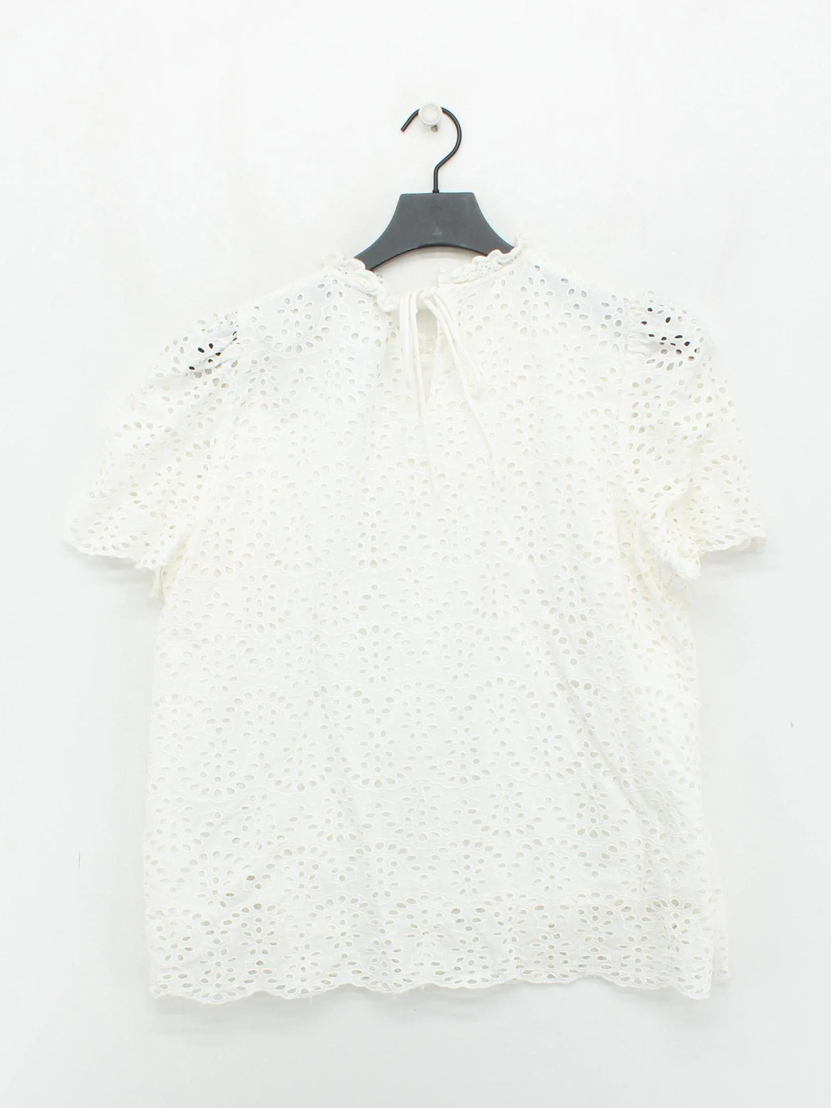 La Redoute Women's Blouse UK 16 White 100% Cotton Short Sleeve Round Neck Basic - Image 2