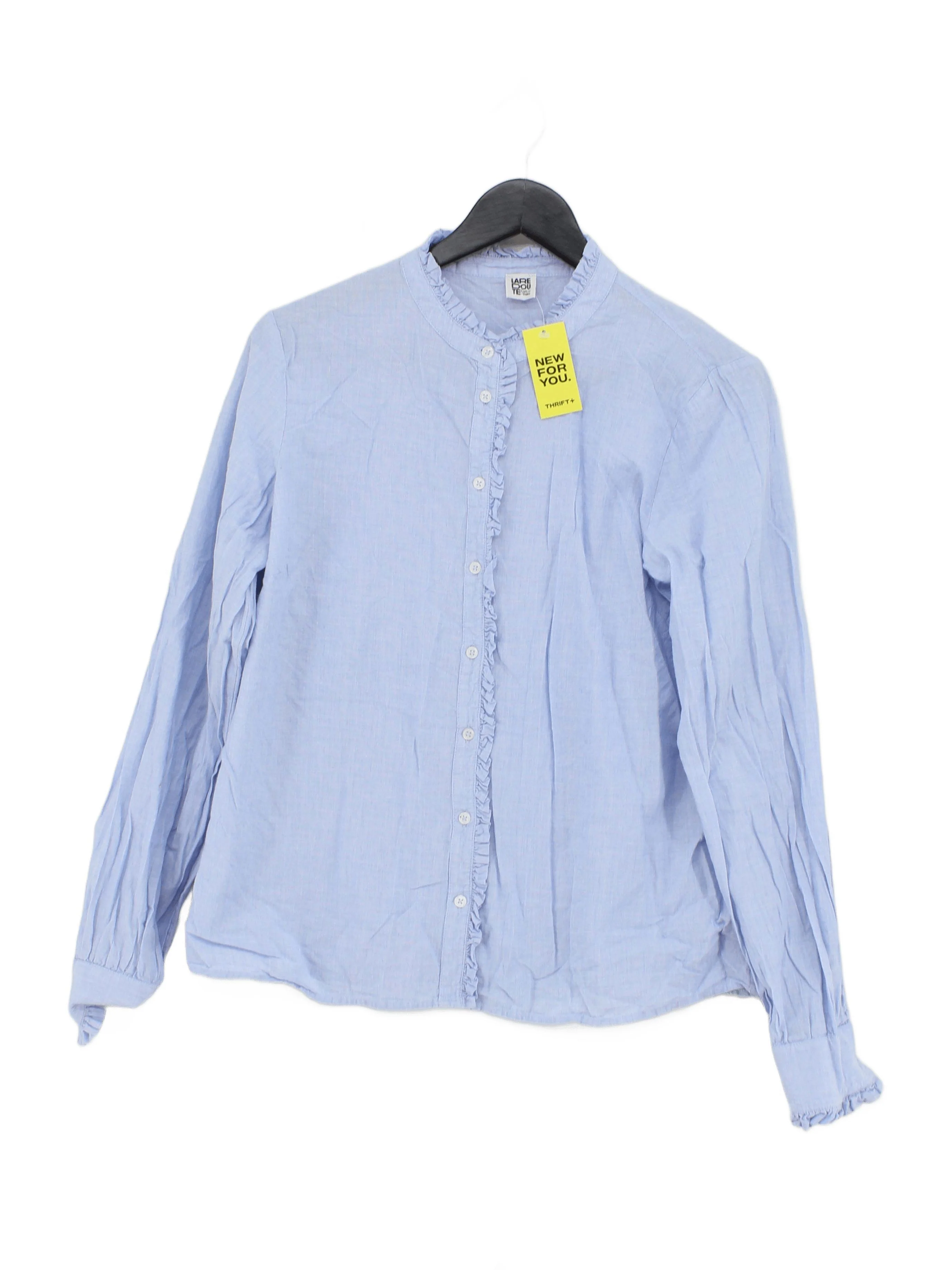 La Redoute Women's Shirt UK 16 Blue 100% Cotton Long Sleeve Collared Basic