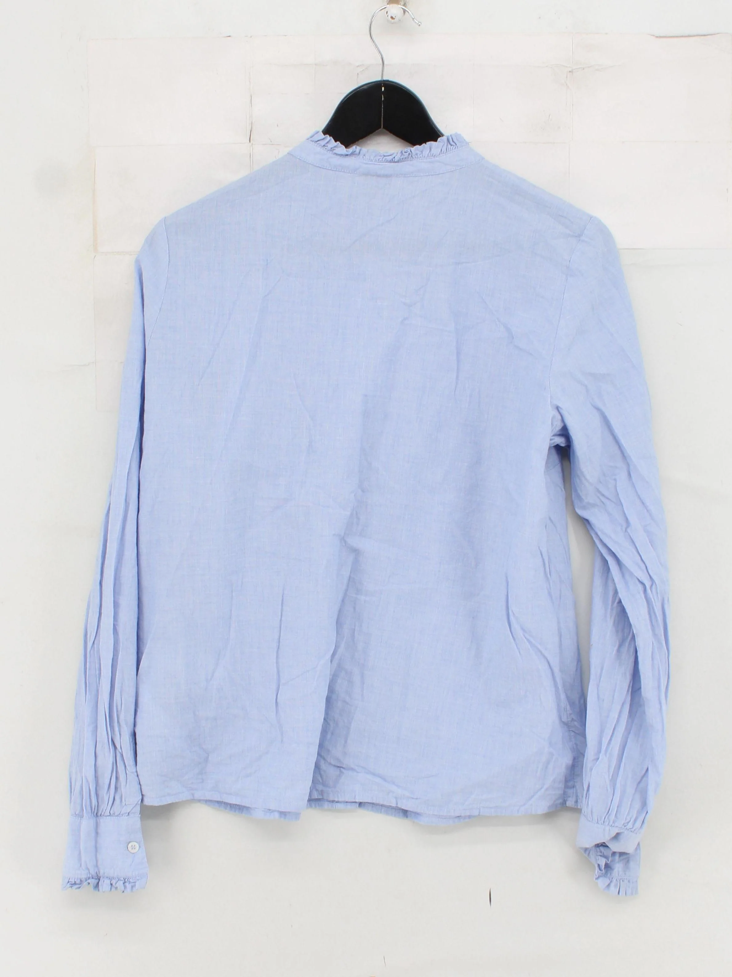 La Redoute Women's Shirt UK 16 Blue 100% Cotton Long Sleeve Collared Basic - Image 2