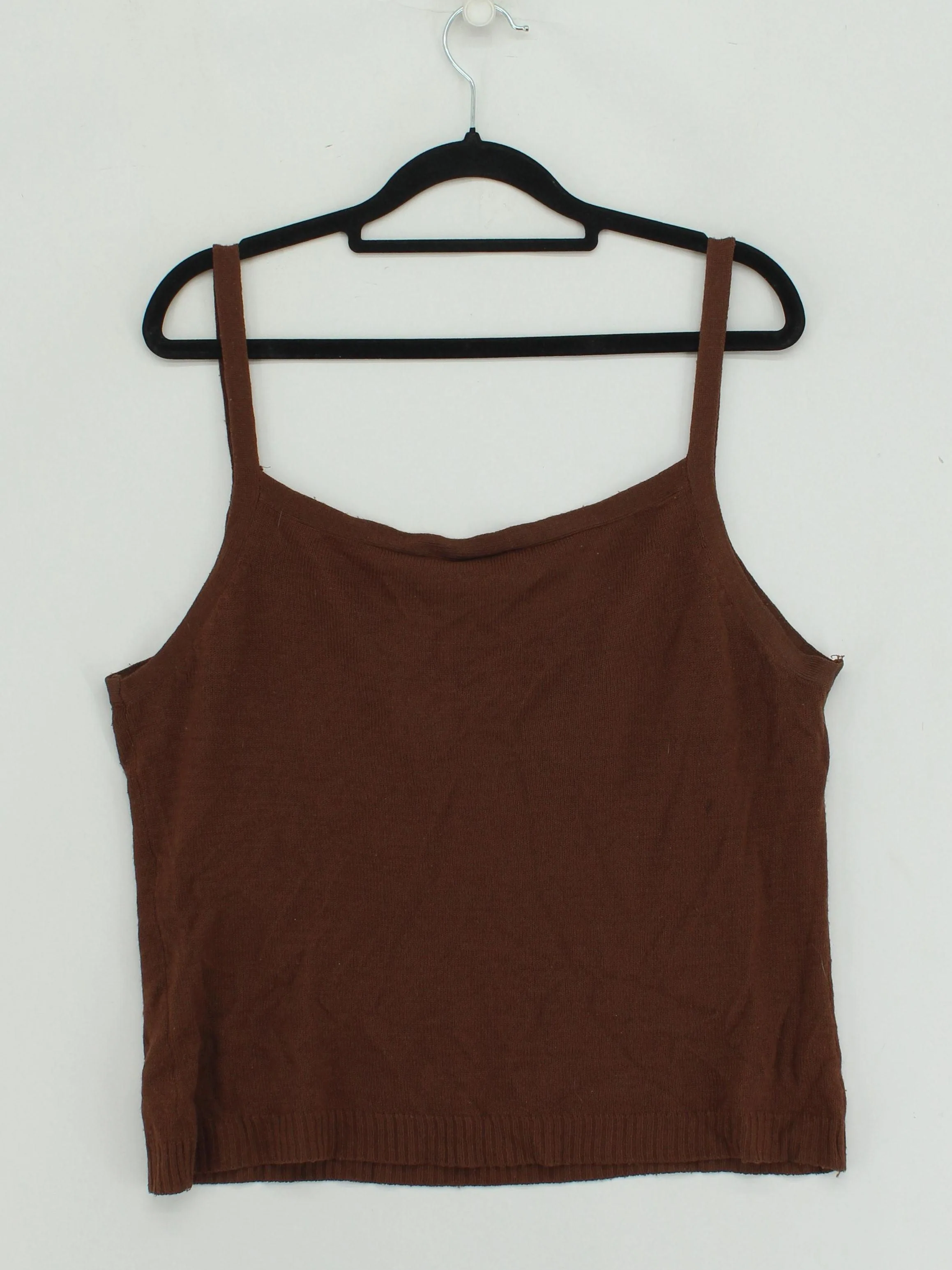 La Redoute Women's T-Shirt UK 10 Brown 100% Acrylic Sleeveless V-Neck Basic - Image 2