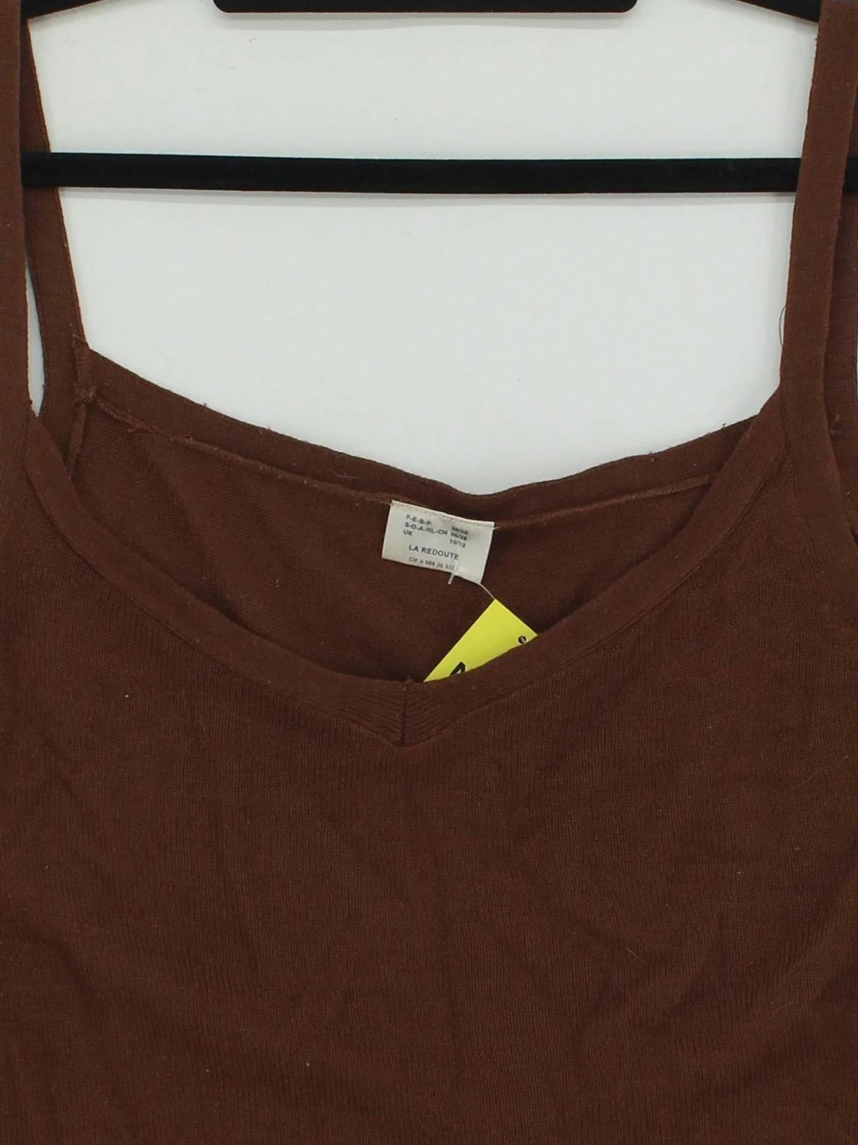 La Redoute Women's T-Shirt UK 10 Brown 100% Acrylic Sleeveless V-Neck Basic - Image 3
