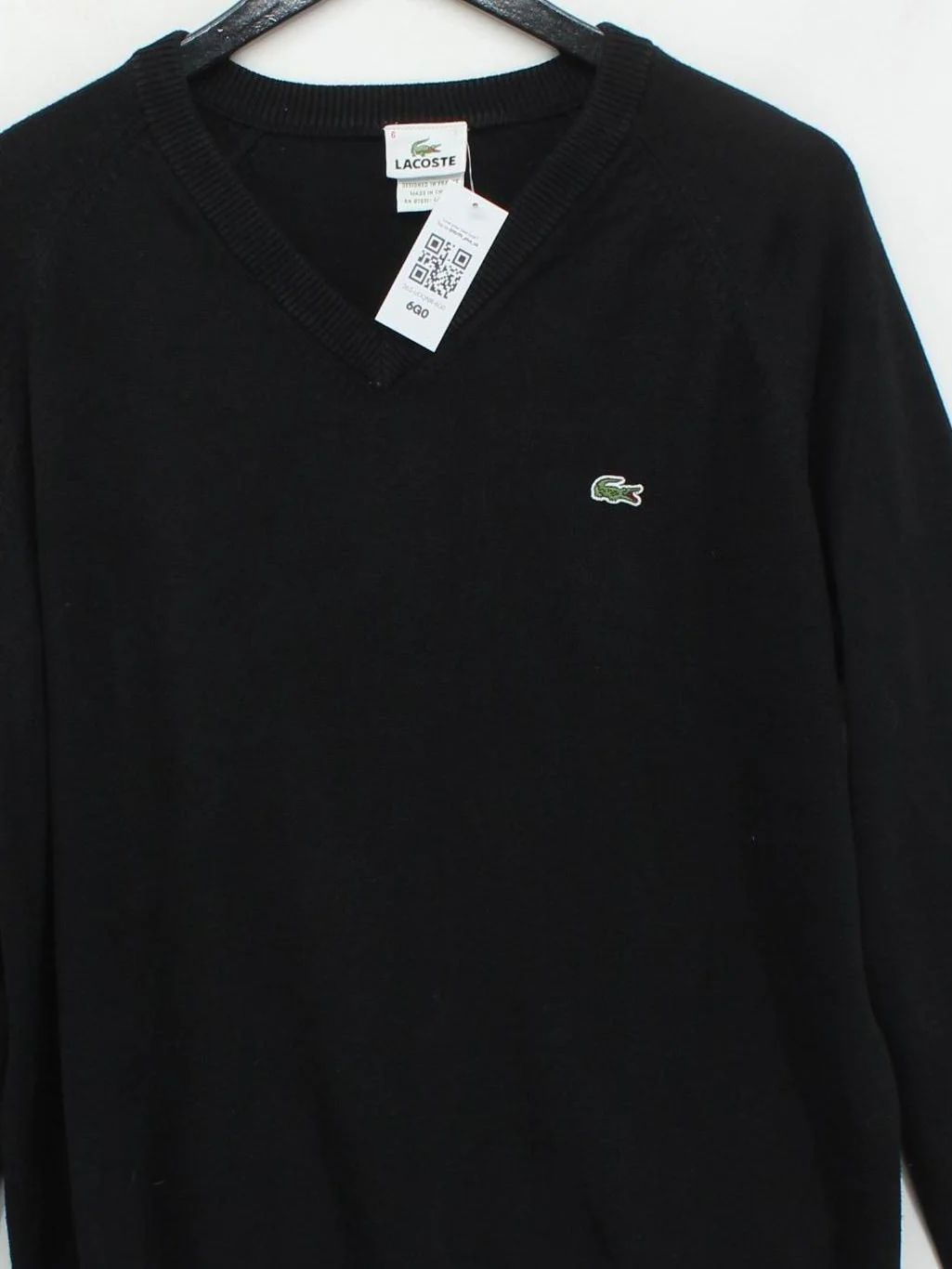 Lacoste Men's Jumper L Black 100% Cotton V-Neck Pullover - Image 3
