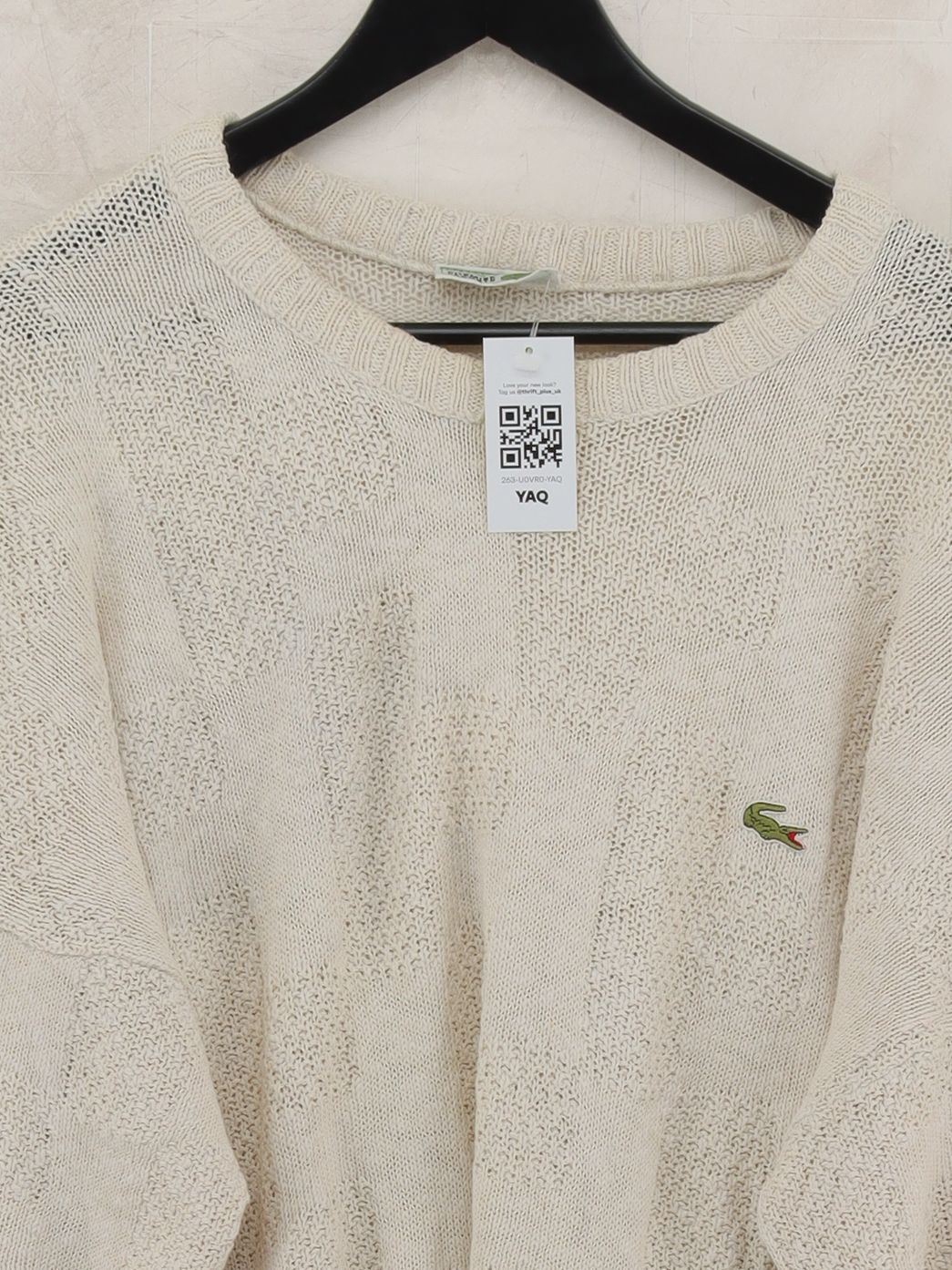 Lacoste Men's Jumper L Cream Cotton with Polyamide Round Neck Pullover - Image 3