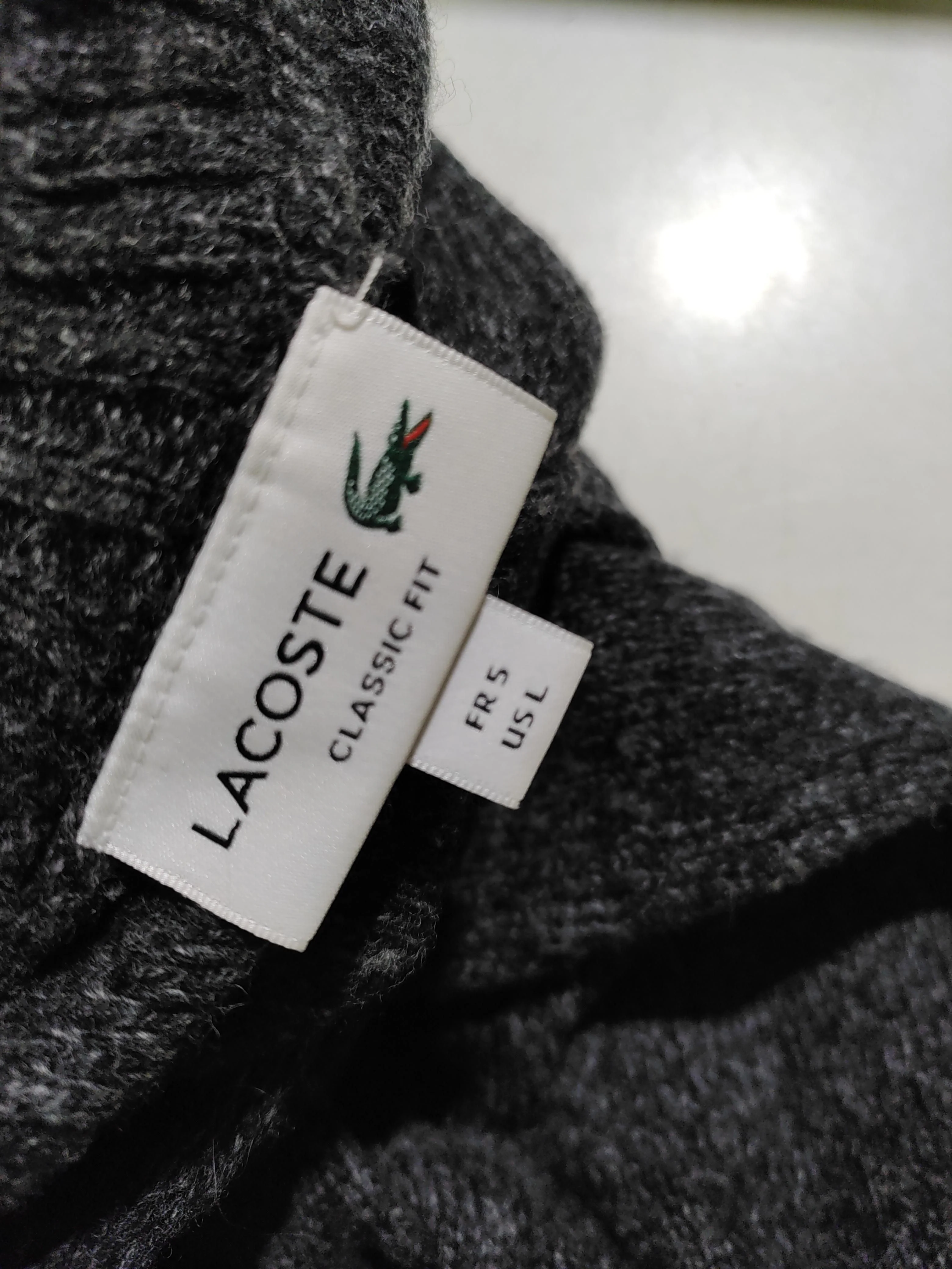 Lacoste Men's Jumper L Grey 100% Wool Round Neck Pullover - Image 5