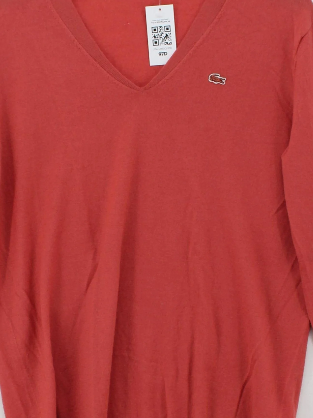 Lacoste Men's Jumper L Red 100% Wool V-Neck Pullover - Image 3