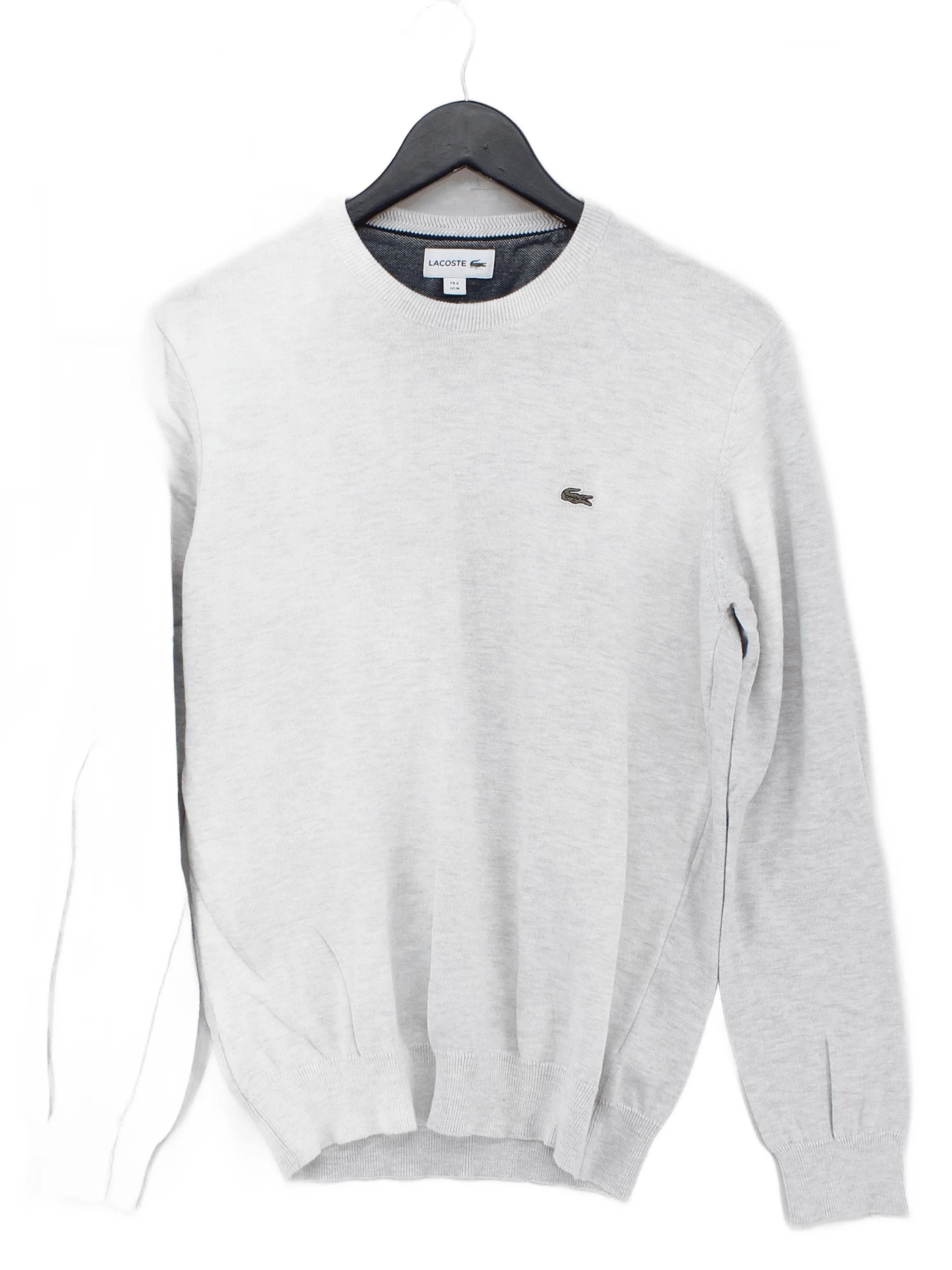 Lacoste Men's Jumper M Grey 100% Cotton Crew Neck Pullover