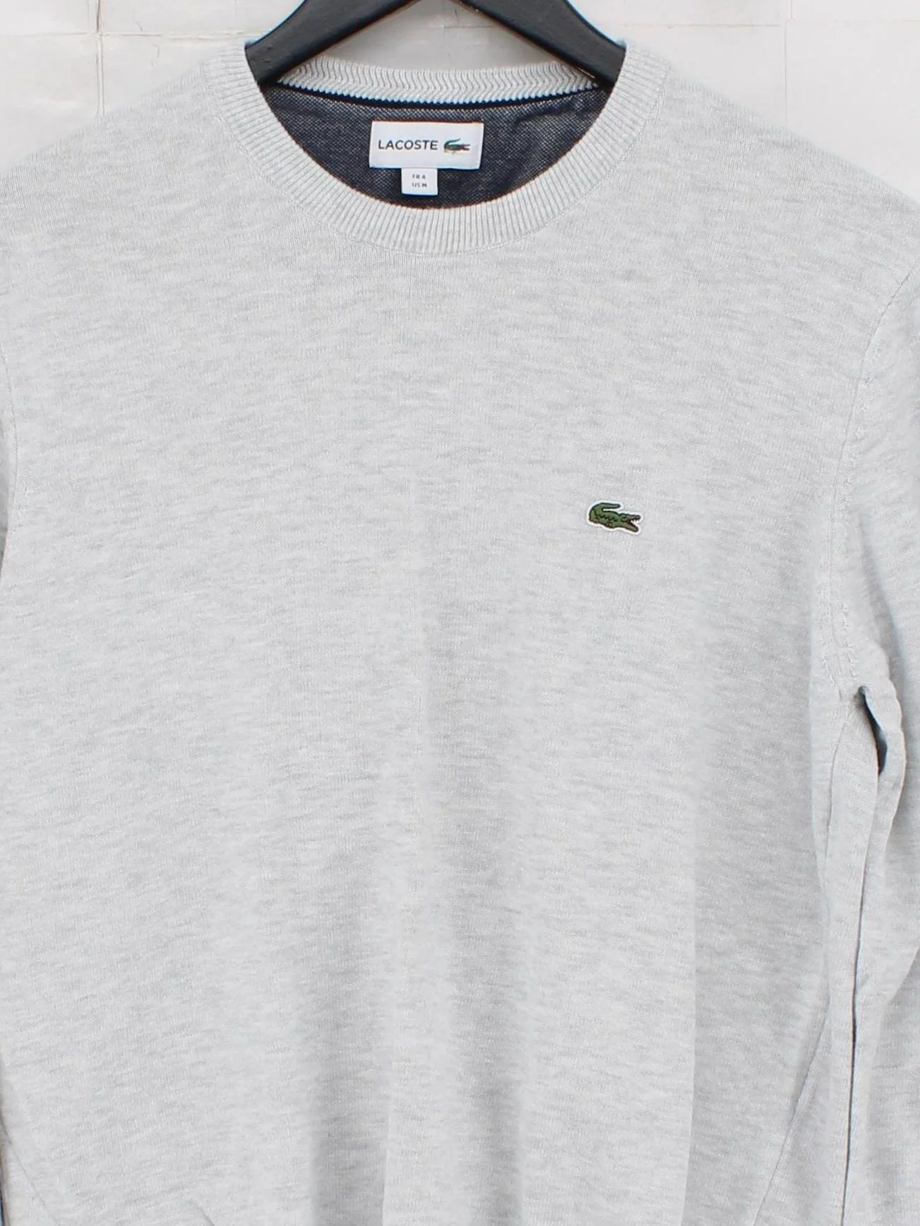 Lacoste Men's Jumper M Grey 100% Cotton Crew Neck Pullover - Image 3