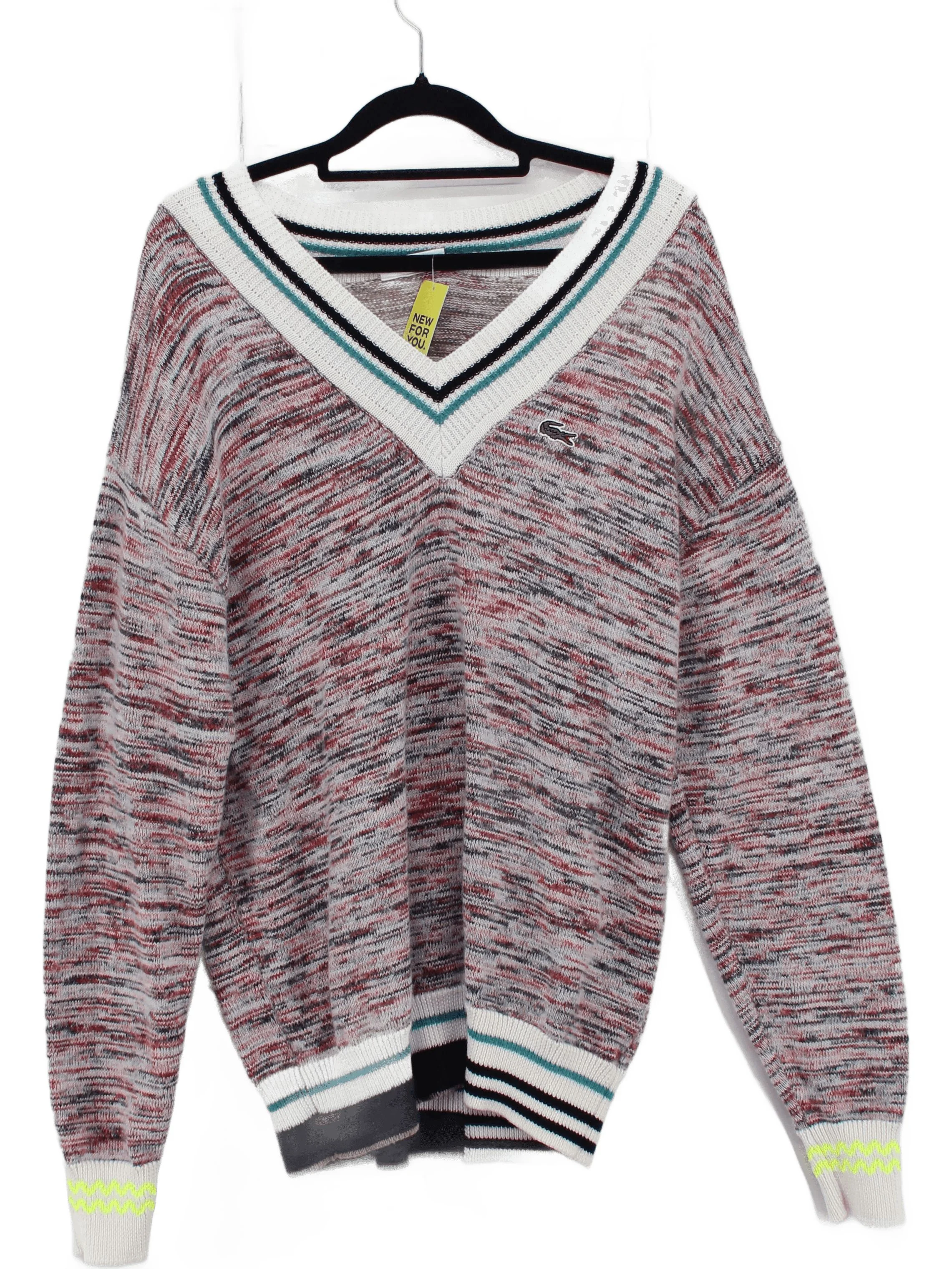 Lacoste Men's Jumper M Multi Wool with Cotton, Polyamide V-Neck Pullover
