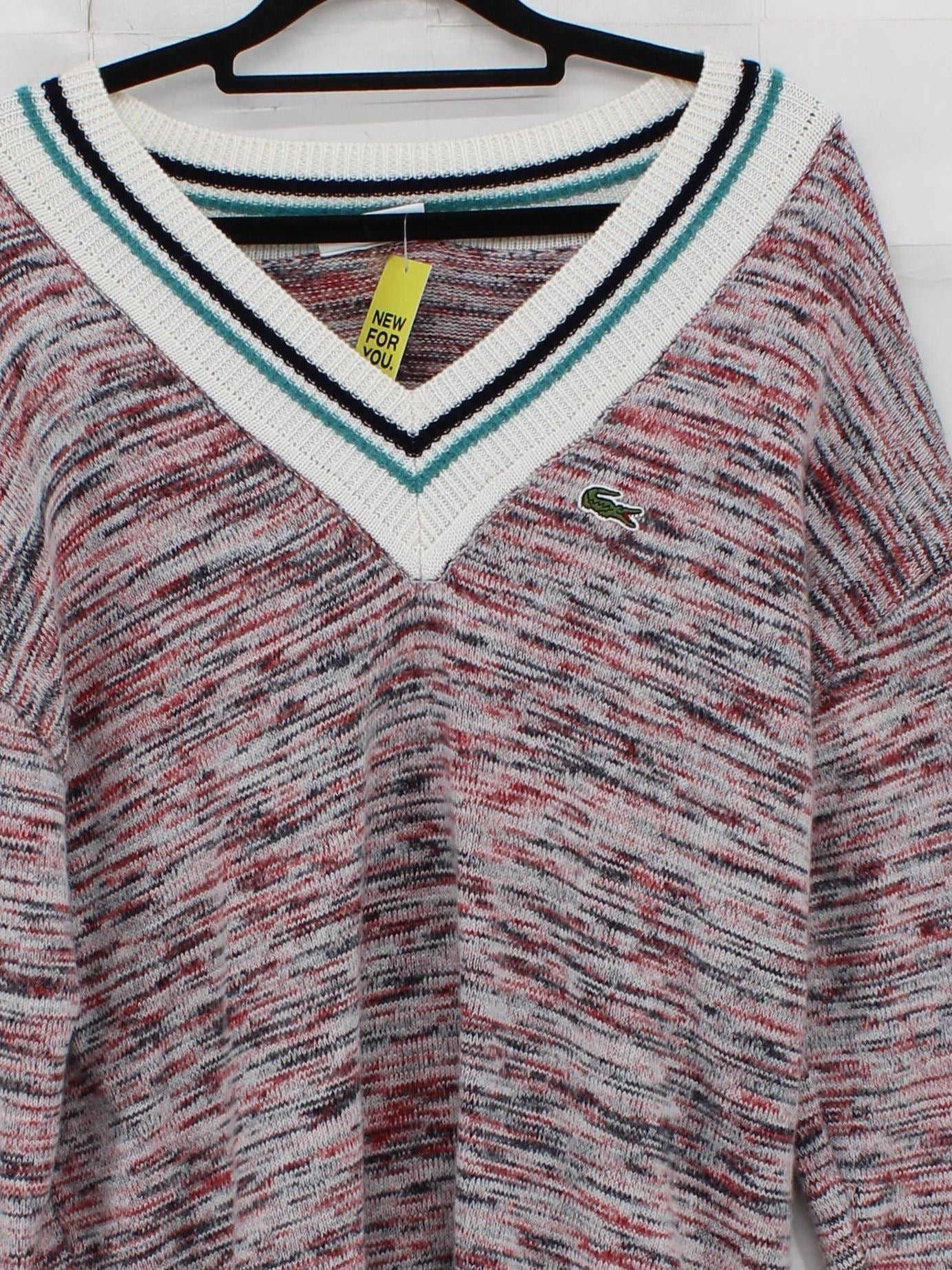Lacoste Men's Jumper M Multi Wool with Cotton, Polyamide V-Neck Pullover - Image 3