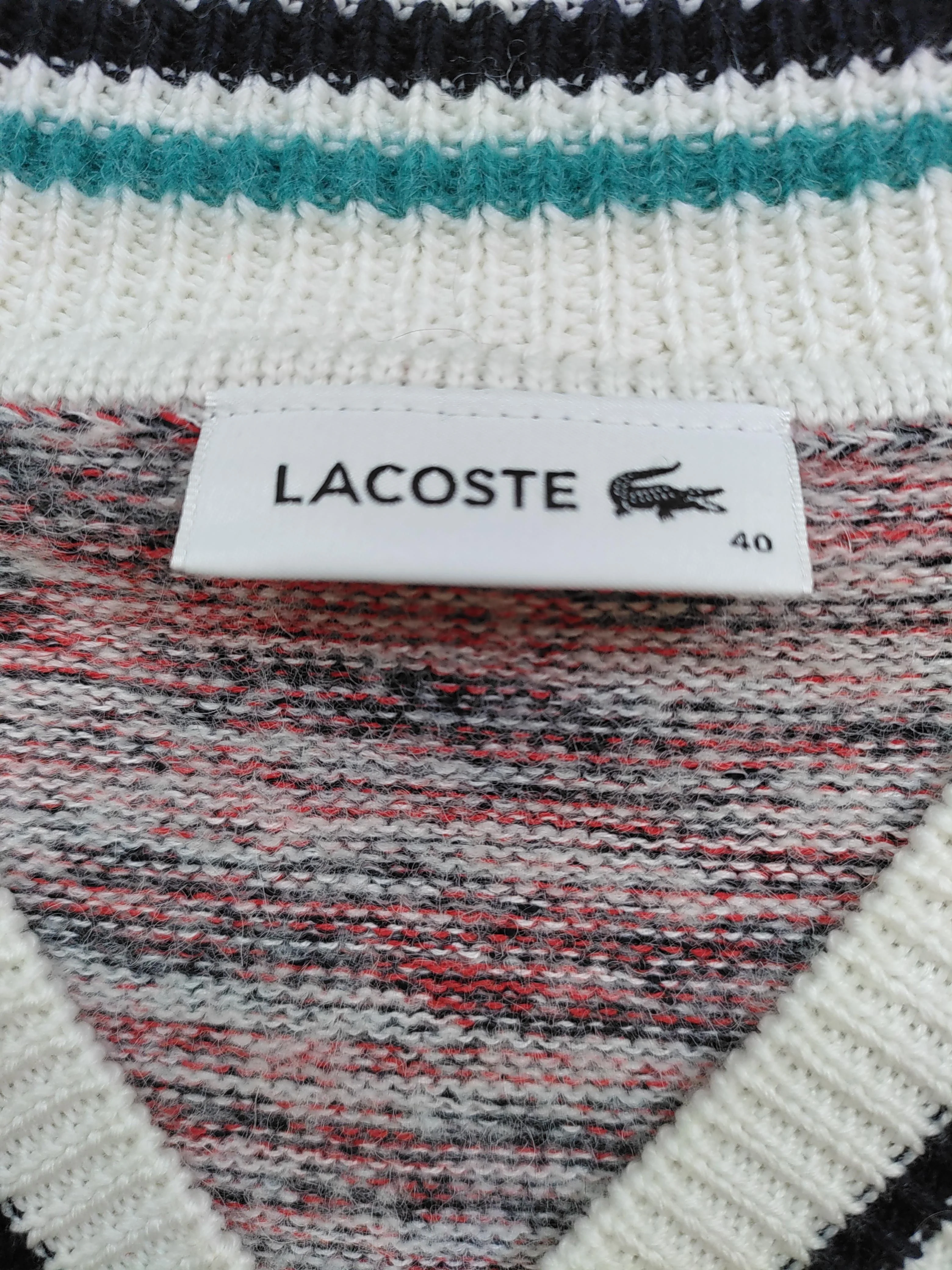 Lacoste Men's Jumper M Multi Wool with Cotton, Polyamide V-Neck Pullover - Image 5