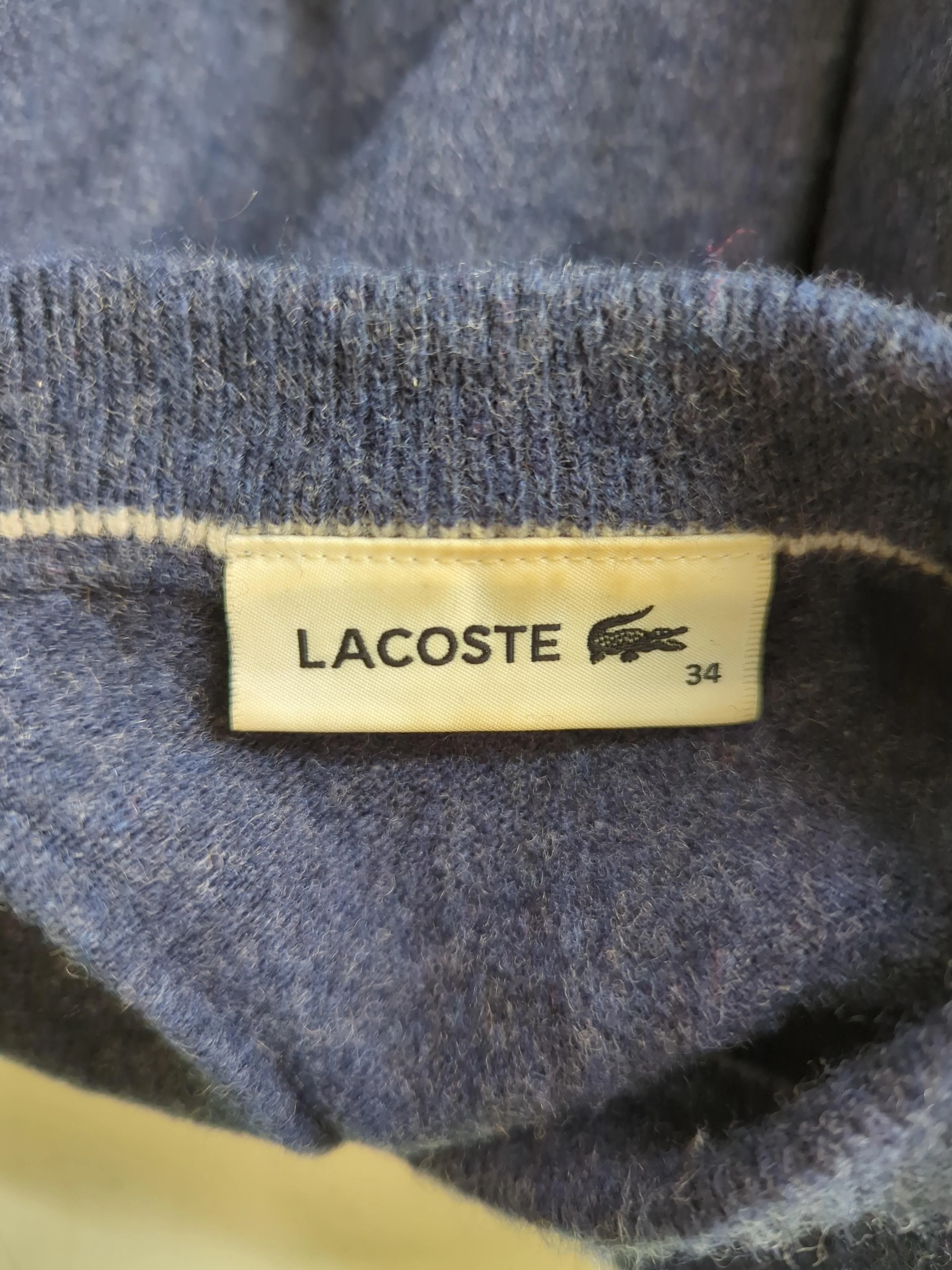Lacoste Men's Jumper S Blue 100% Wool Round Neck Pullover - Image 5
