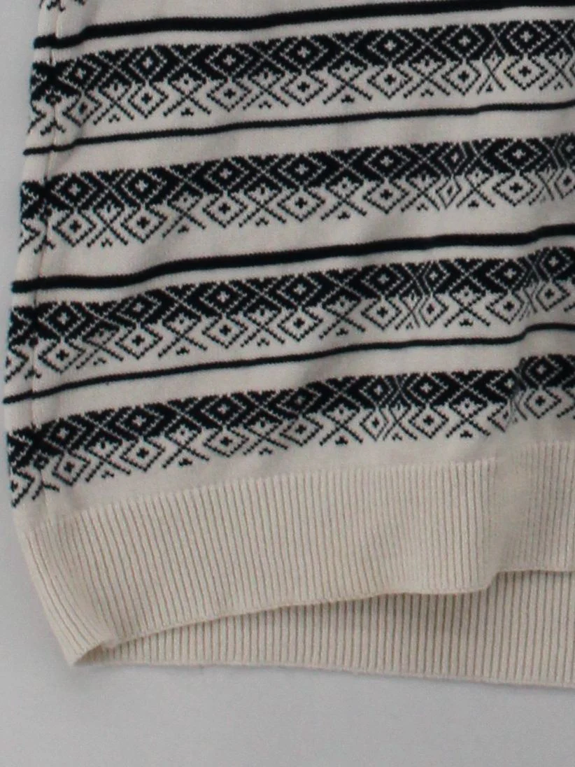 Lacoste Men's Jumper S Cream Geometric 100% Cotton V-Neck Vest - Image 4