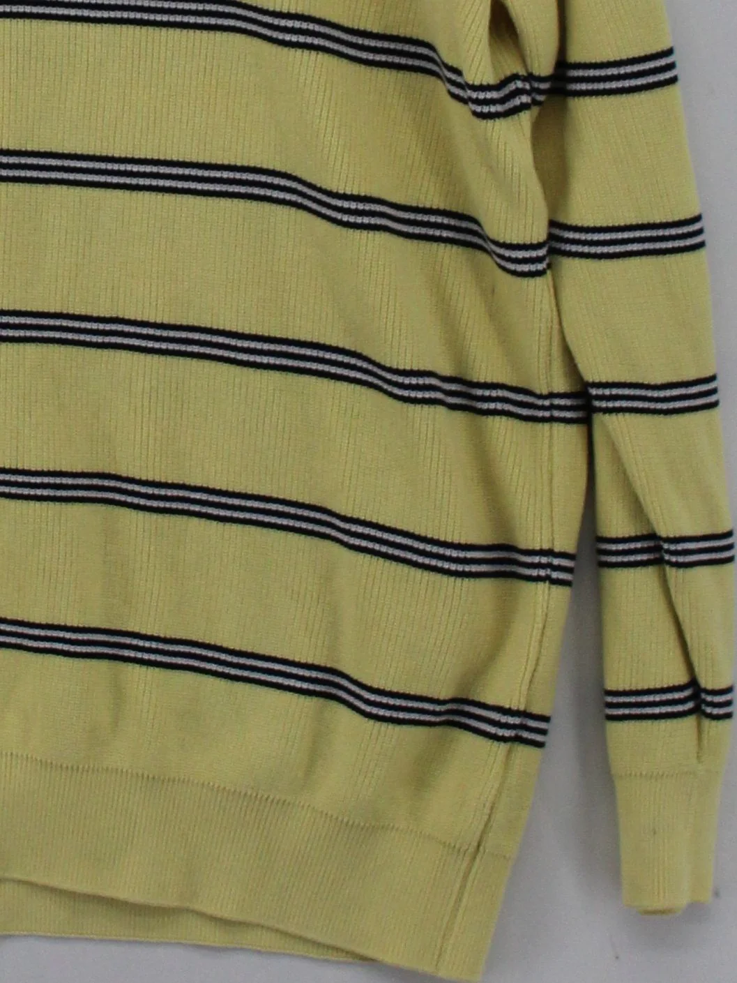 Lacoste Men's Jumper XL Yellow Striped 100% Cotton Crew Neck Pullover - Image 4