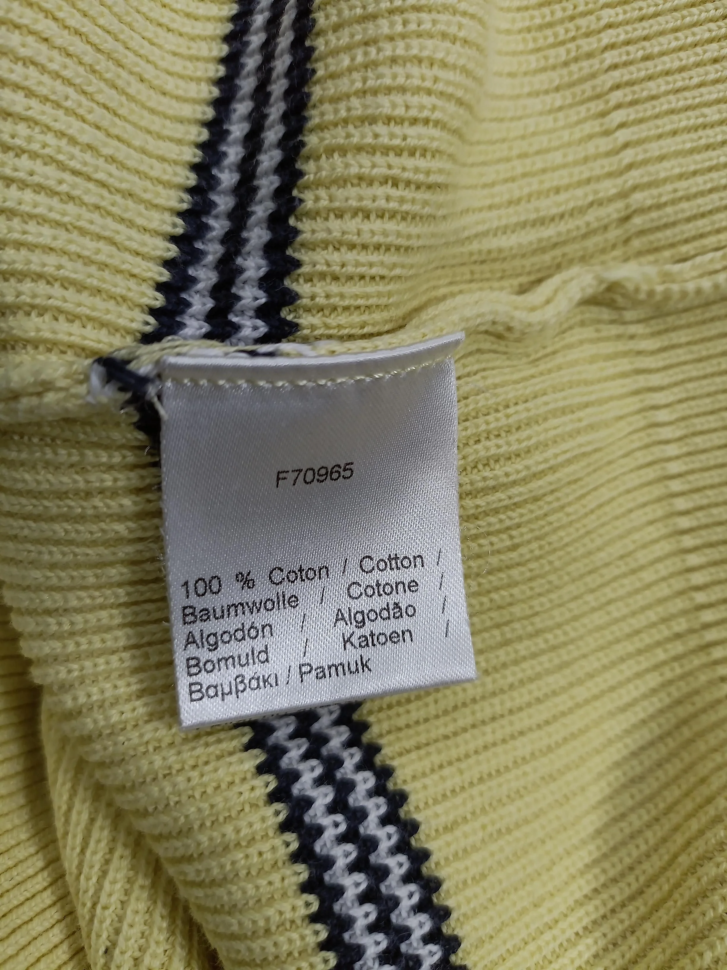 Lacoste Men's Jumper XL Yellow Striped 100% Cotton Crew Neck Pullover - Image 6
