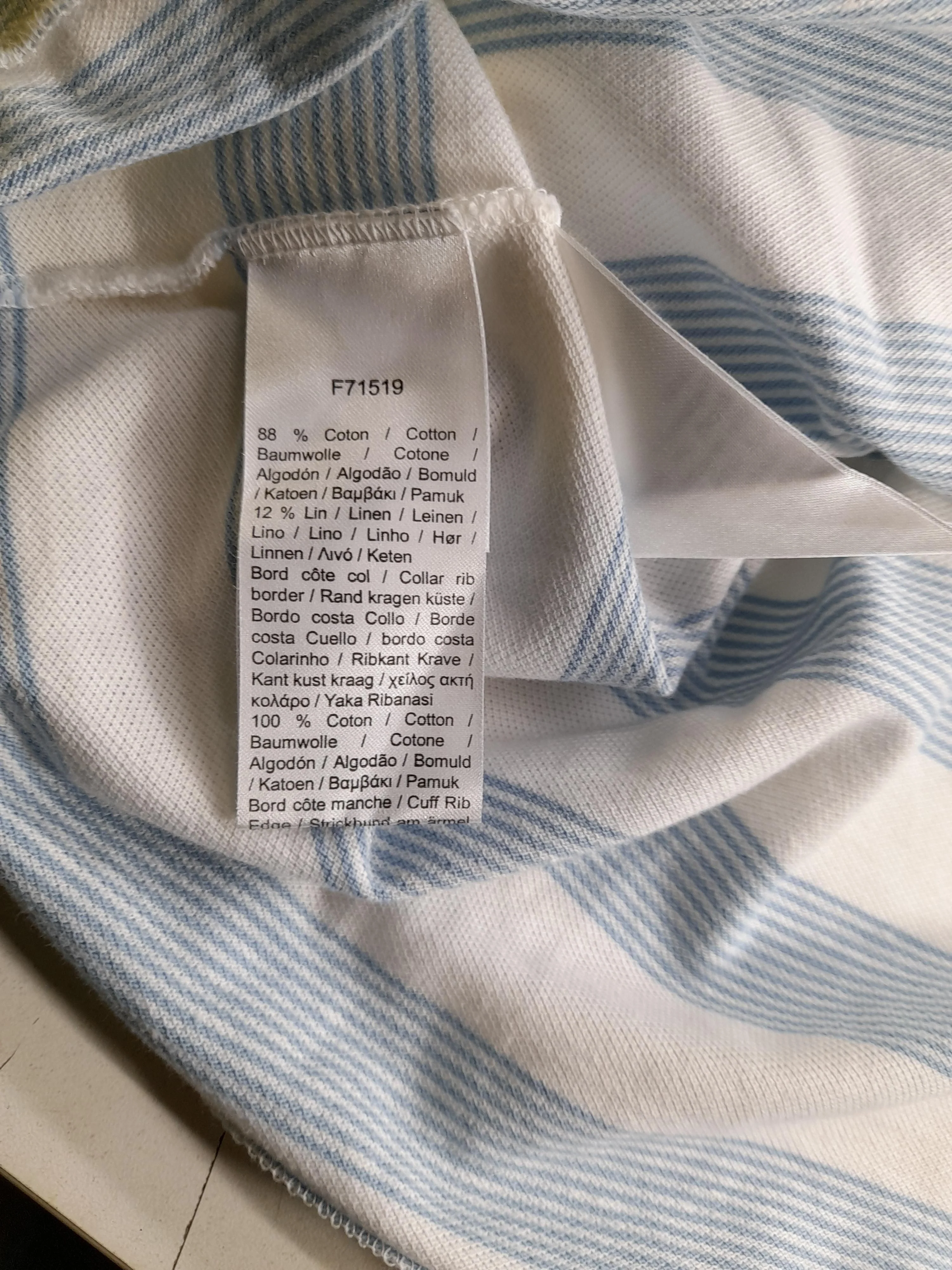 Lacoste Men's Polo M White Striped Cotton with Linen Basic - Image 6