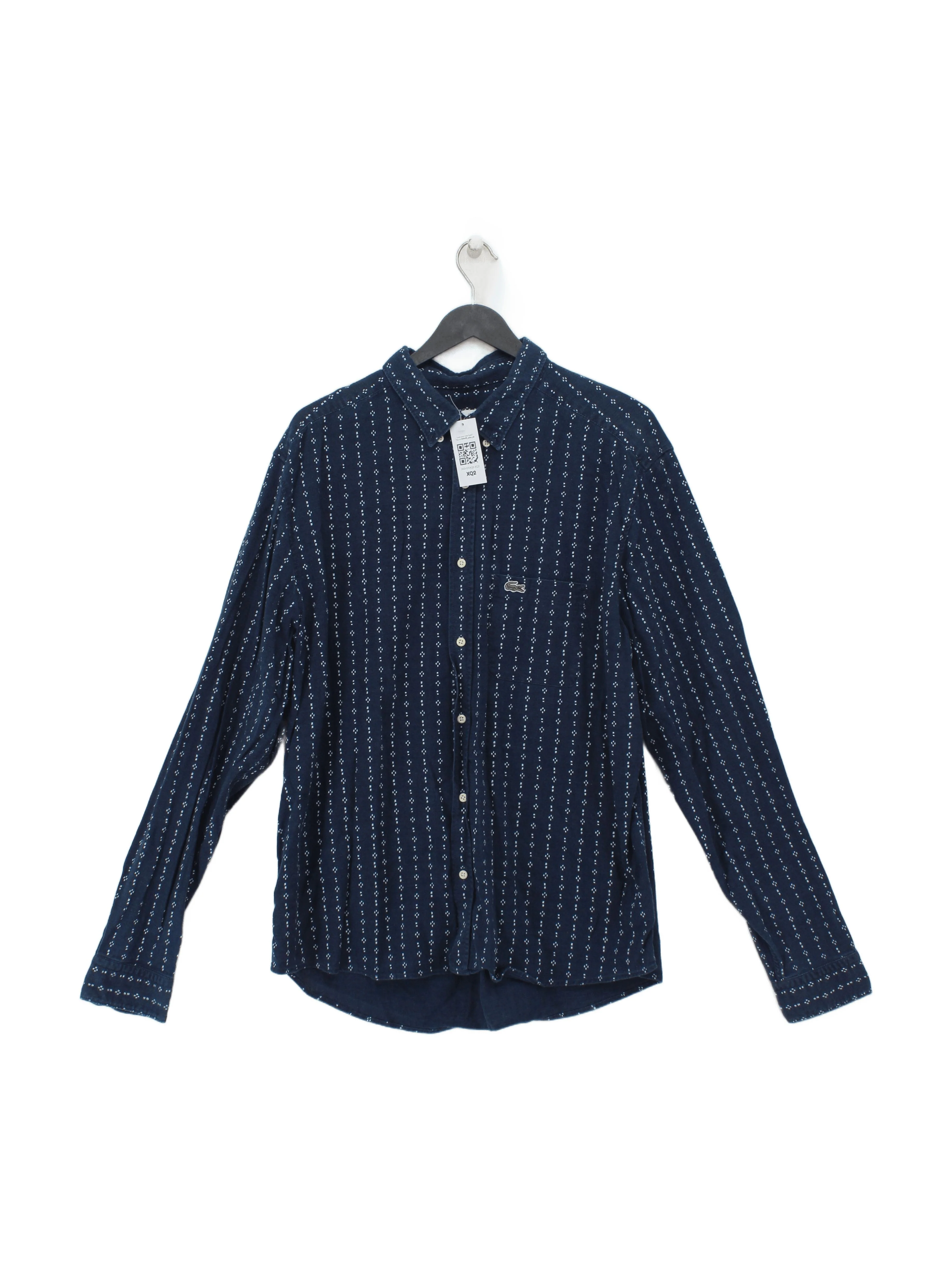Lacoste Men's Shirt Chest: 44 in Blue Geometric 100% Cotton Basic