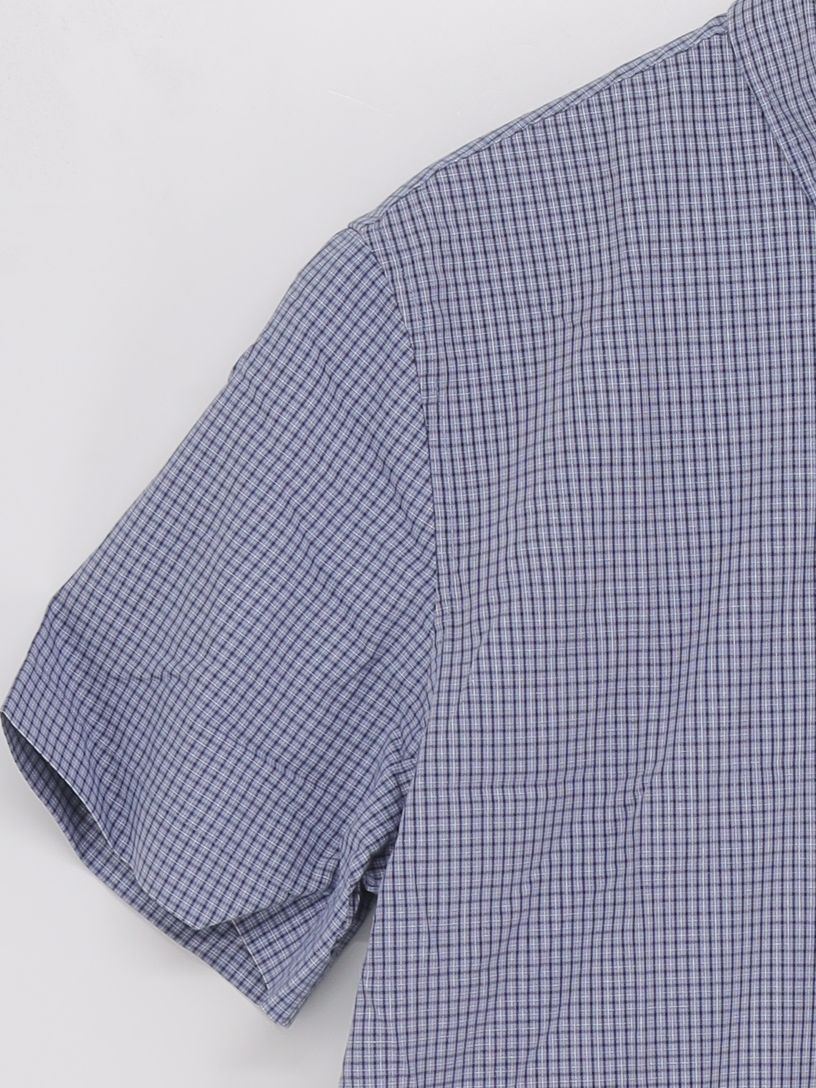 Lacoste Men's Shirt M Blue Checkered 100% Cotton Basic New with tags - Image 4