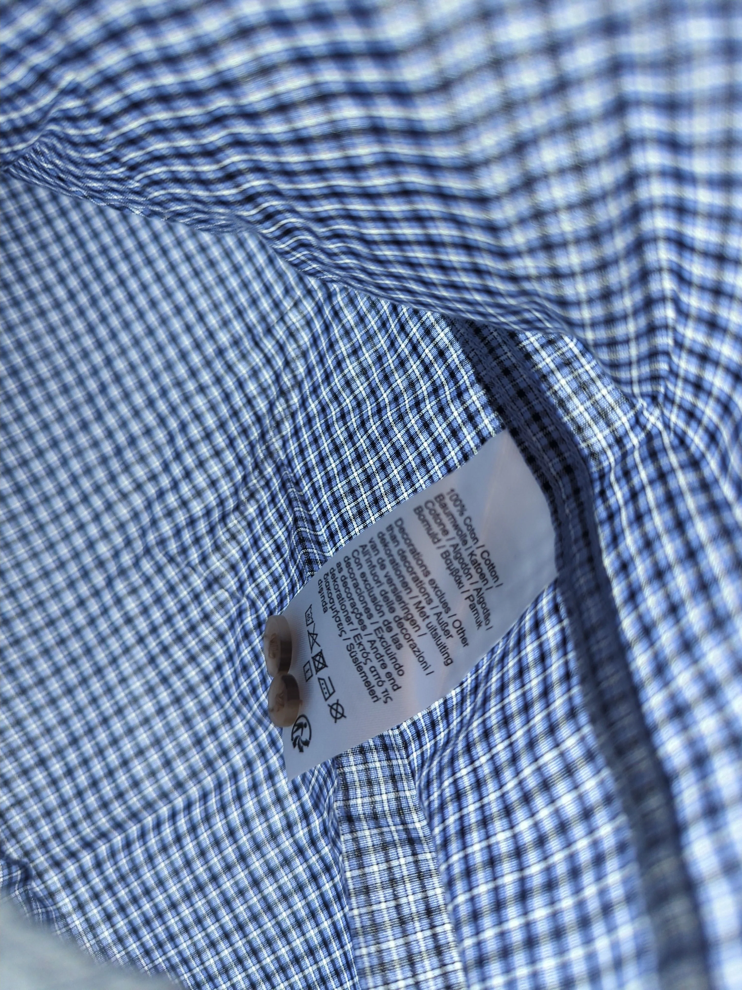 Lacoste Men's Shirt M Blue Checkered 100% Cotton Basic New with tags - Image 6