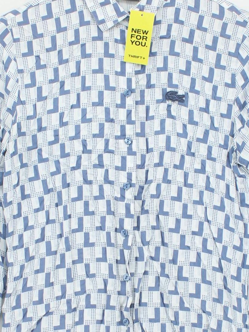 Lacoste Men's Shirt S Blue Geometric 100% Viscose Basic - Image 3
