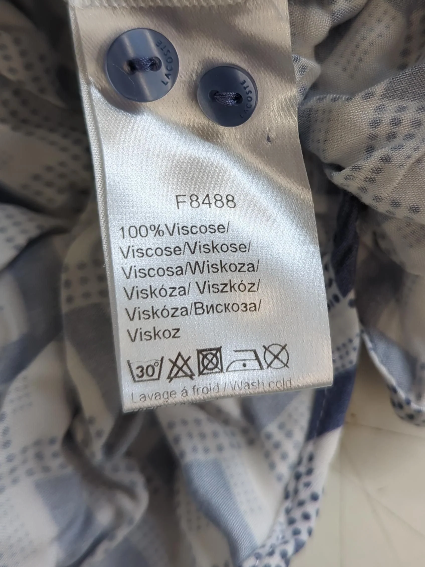 Lacoste Men's Shirt S Blue Geometric 100% Viscose Basic - Image 6