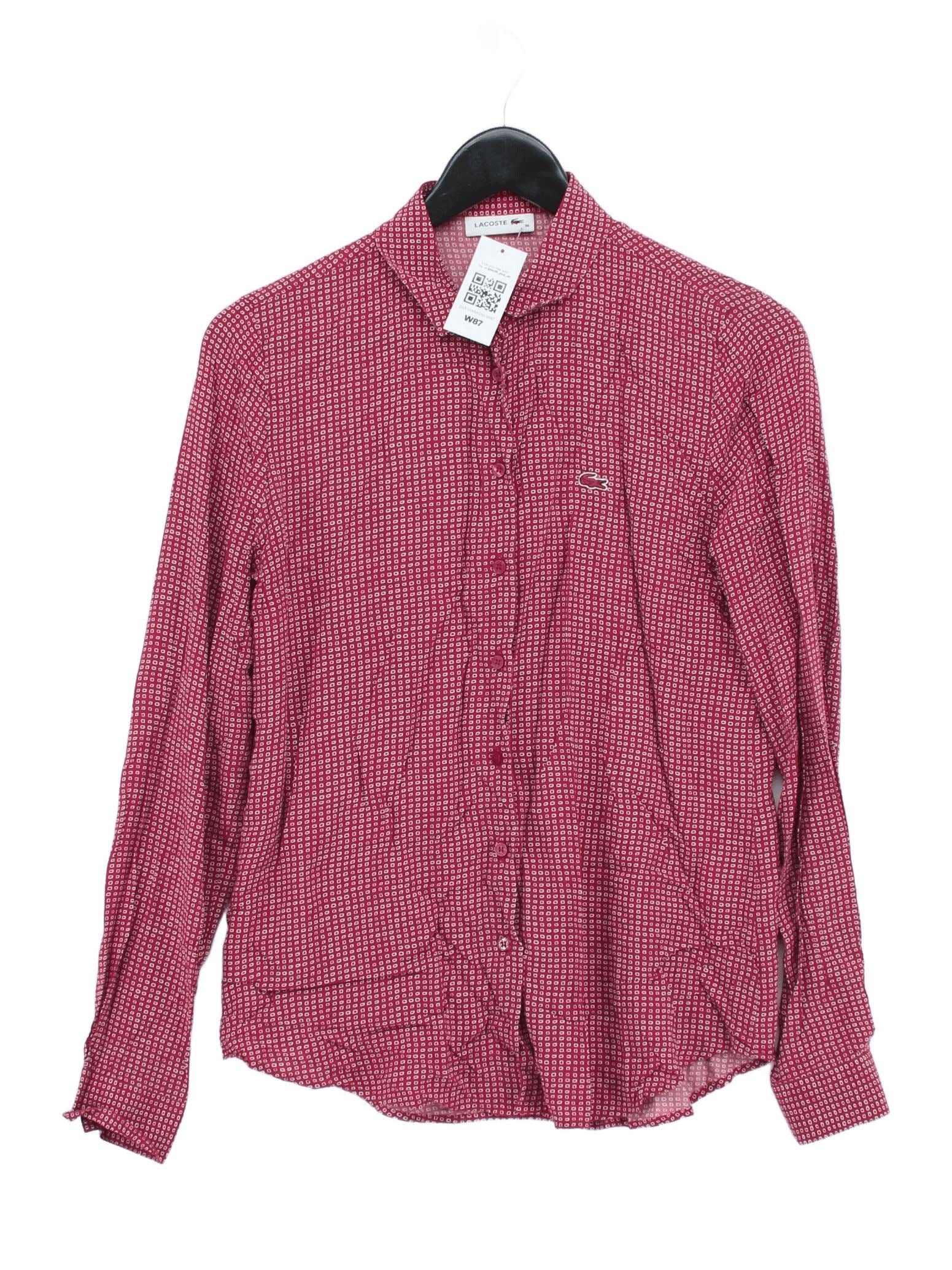 Lacoste Men's Shirt S Red Geometric 100% Cotton Basic