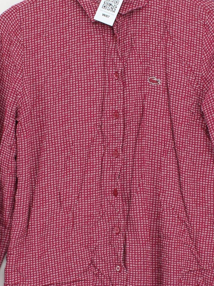 Lacoste Men's Shirt S Red Geometric 100% Cotton Basic - Image 3