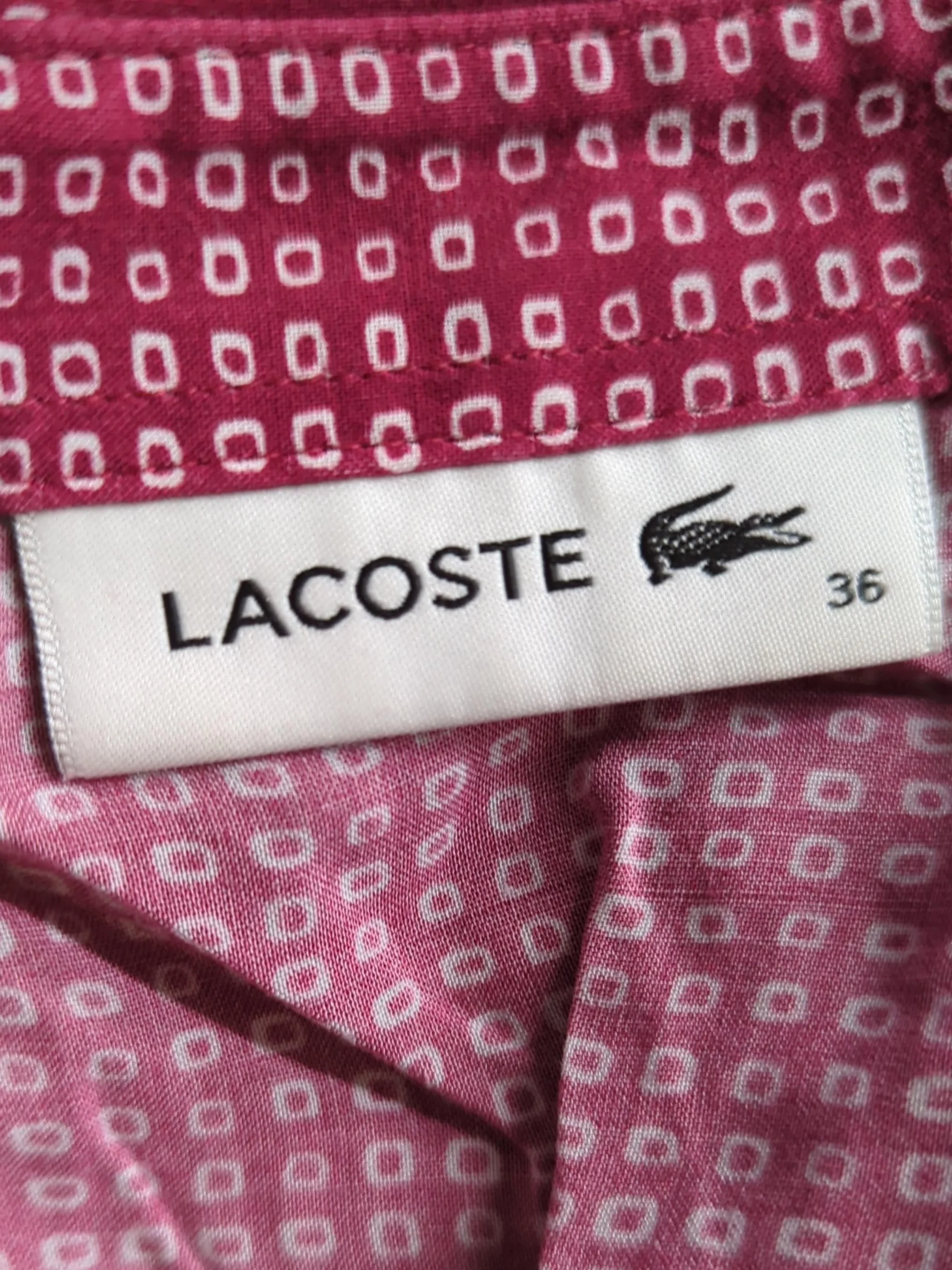 Lacoste Men's Shirt S Red Geometric 100% Cotton Basic - Image 5