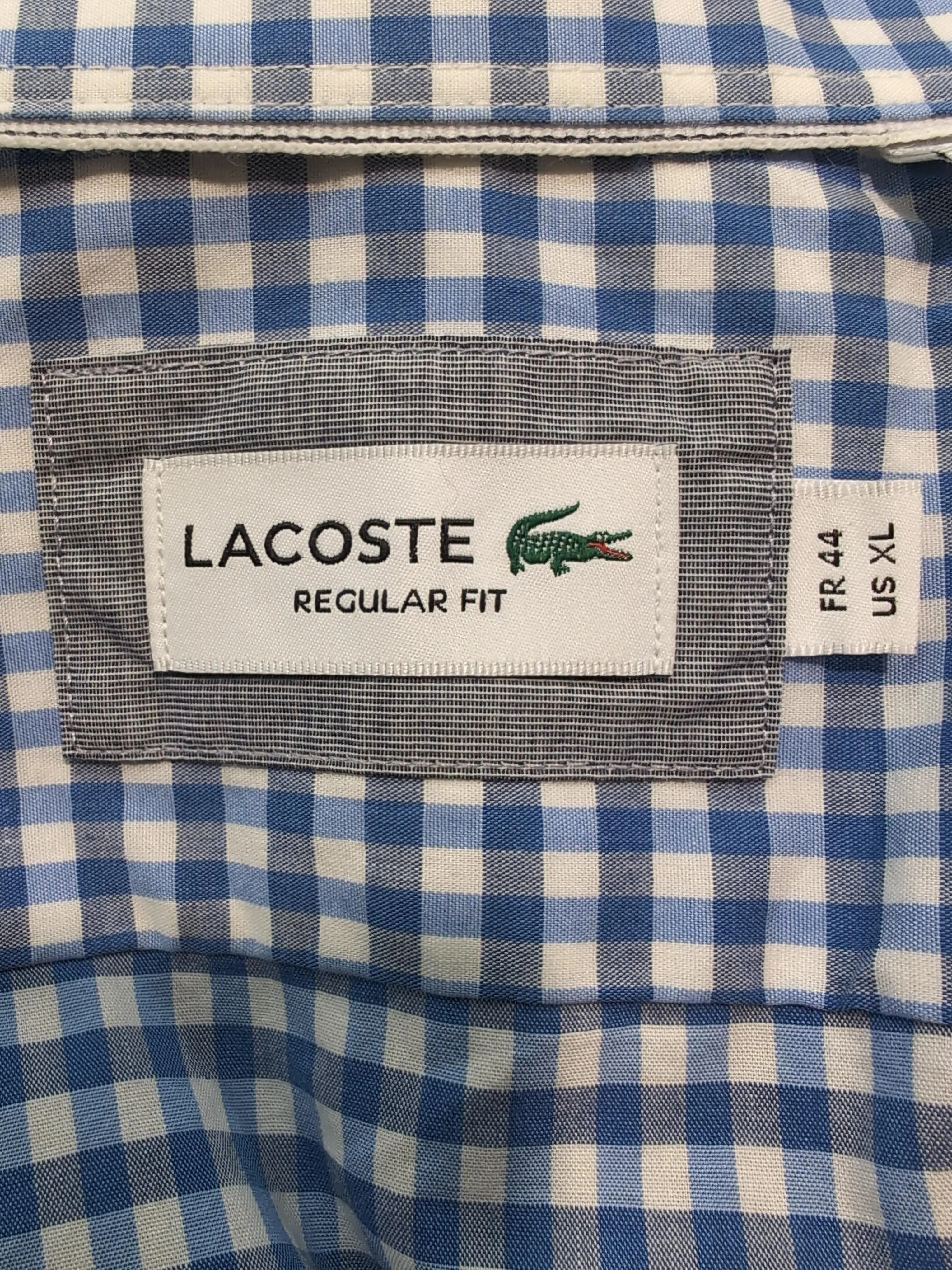 Lacoste Men's Shirt XL Blue Checkered 100% Cotton Basic - Image 5