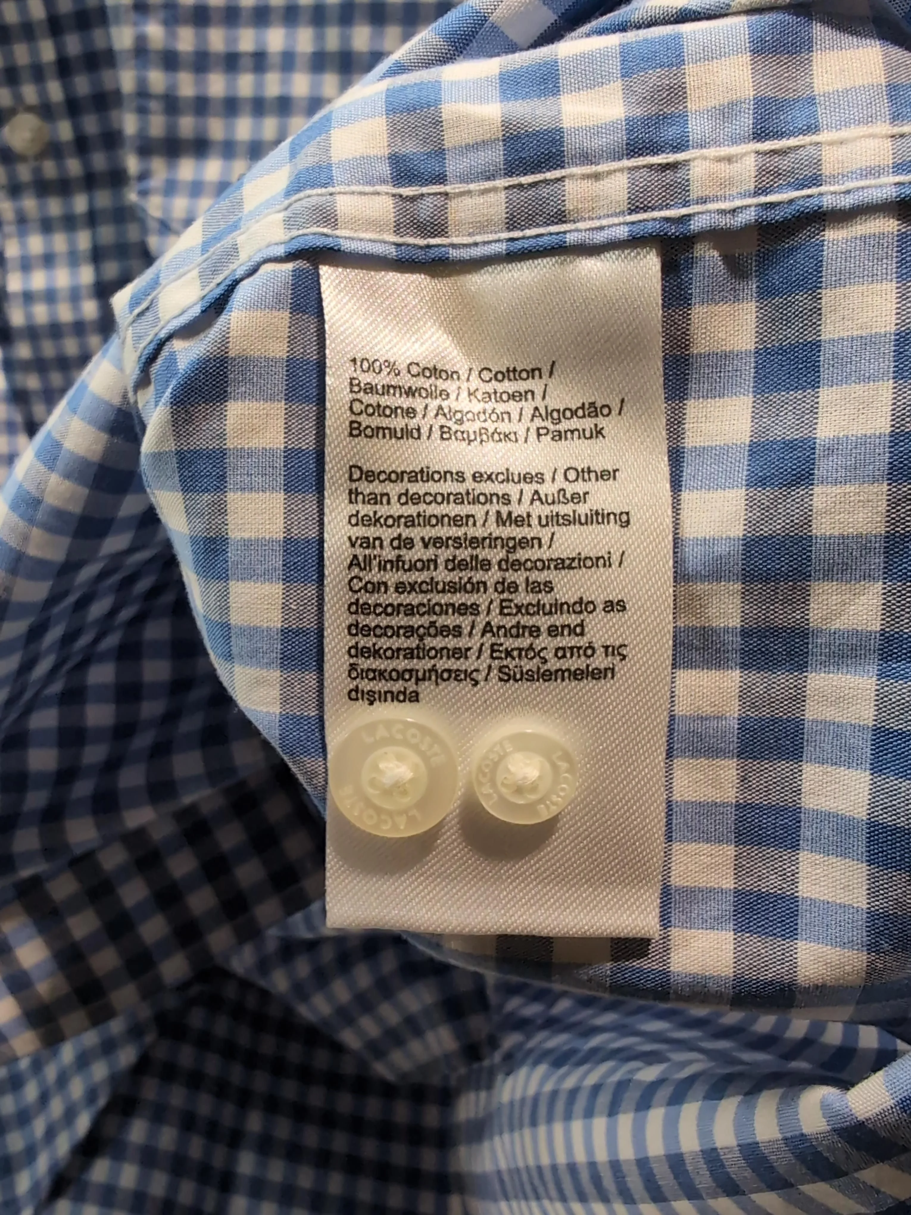 Lacoste Men's Shirt XL Blue Checkered 100% Cotton Basic - Image 6
