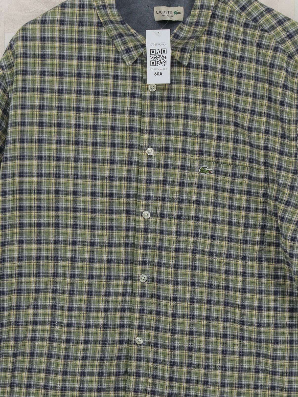Lacoste Men's Shirt XL Green Checkered 100% Cotton Basic - Image 3