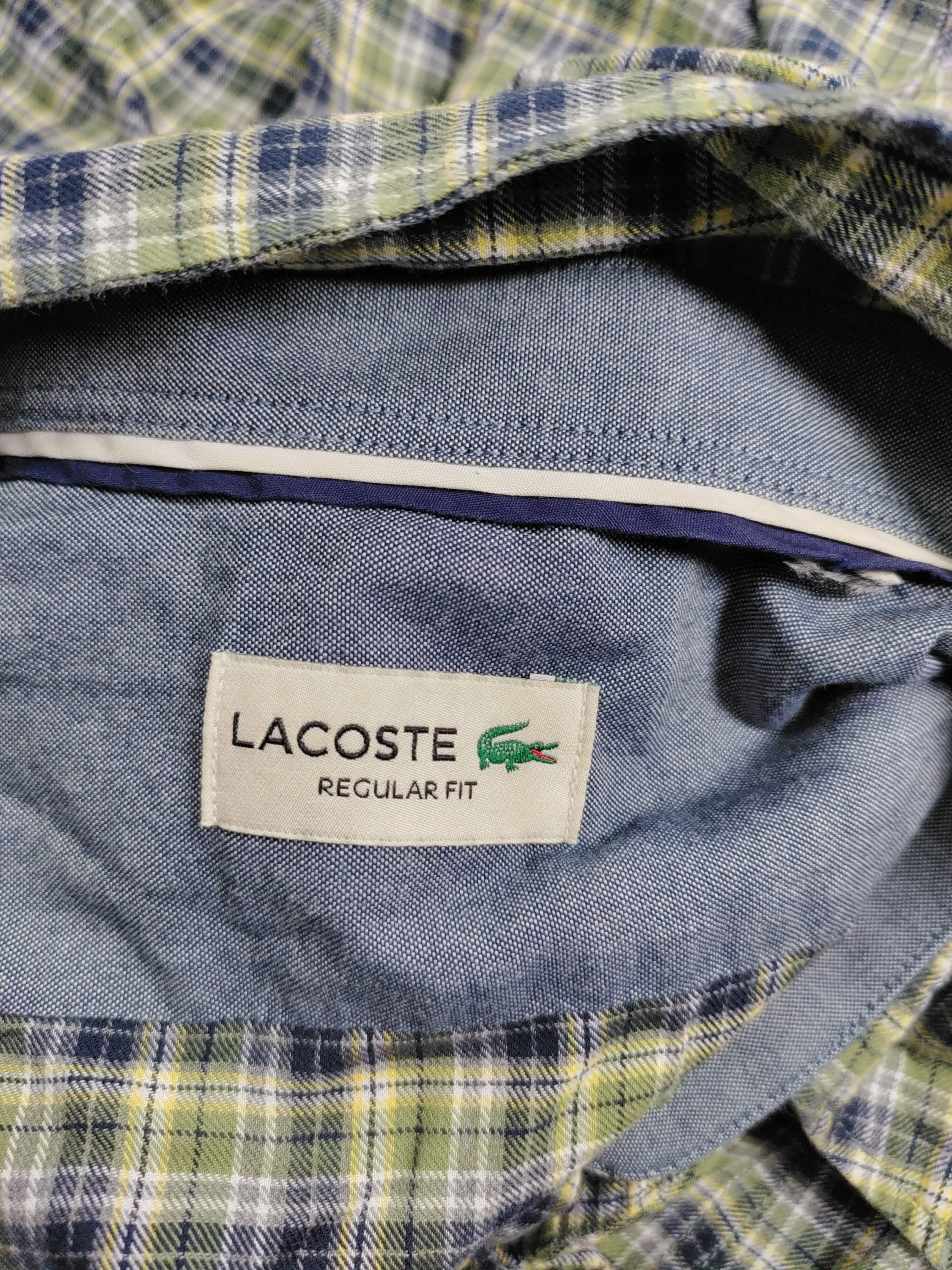 Lacoste Men's Shirt XL Green Checkered 100% Cotton Basic - Image 5