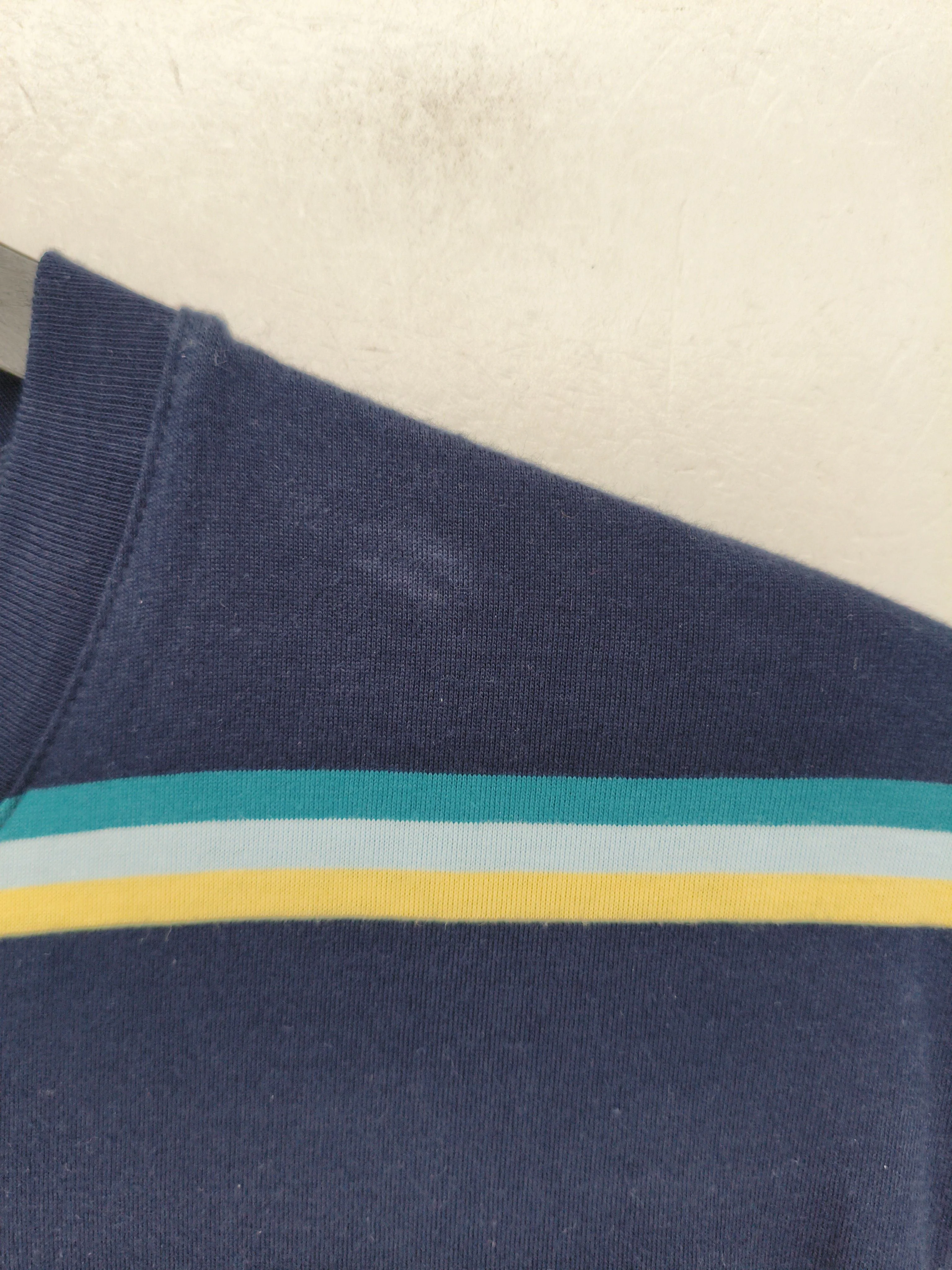 Lacoste Men's T-Shirt M Blue Striped 100% Cotton Basic - Image 5