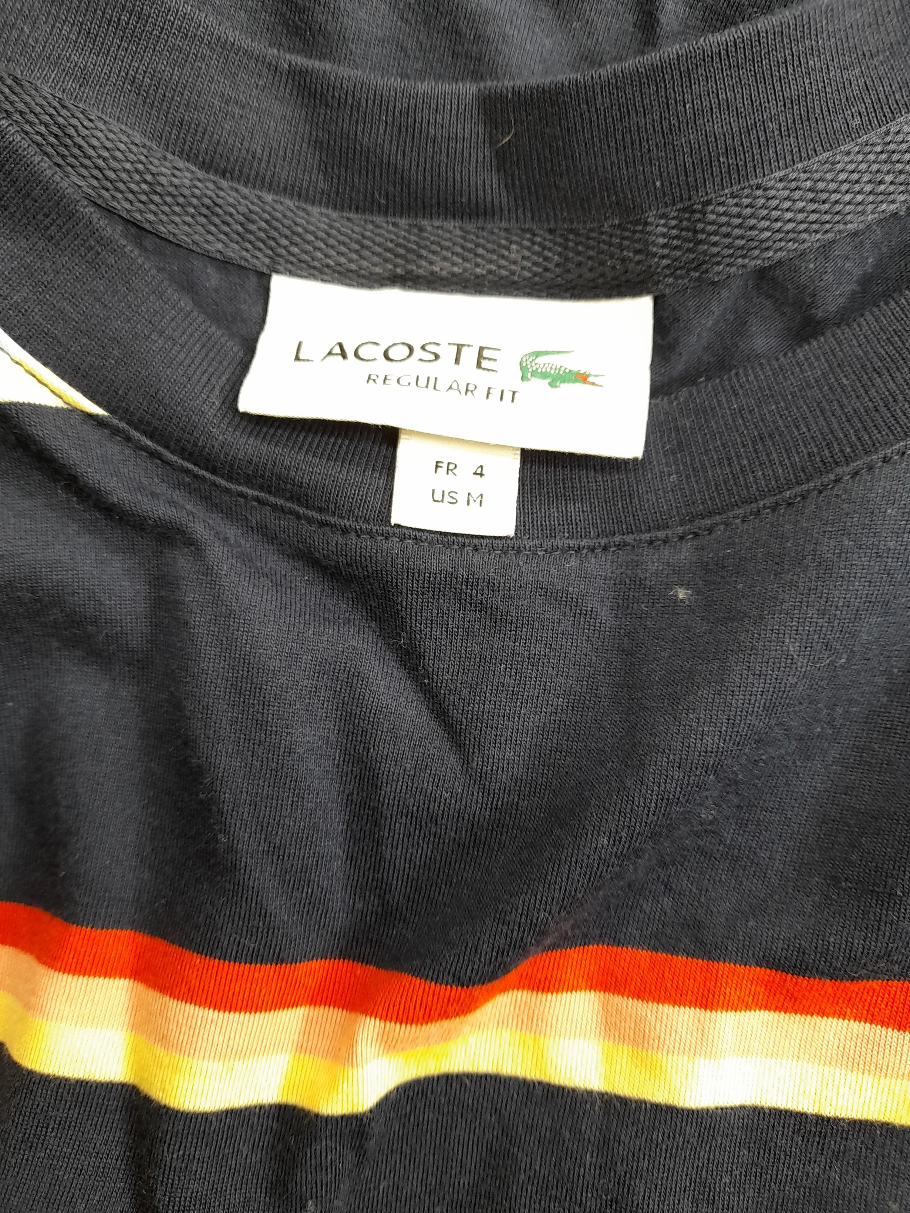 Lacoste Men's T-Shirt M Blue Striped 100% Cotton Basic - Image 6