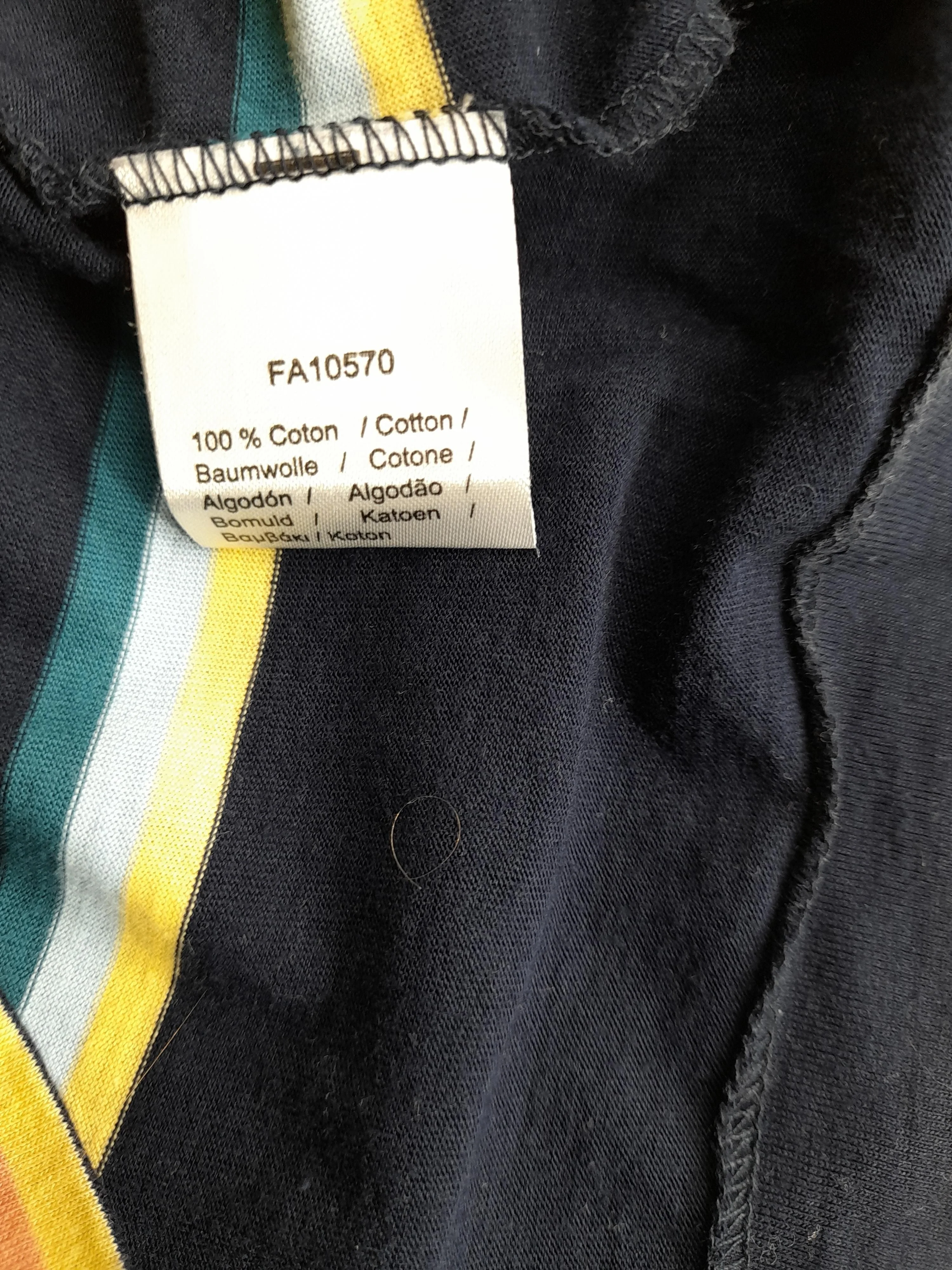 Lacoste Men's T-Shirt M Blue Striped 100% Cotton Basic - Image 7