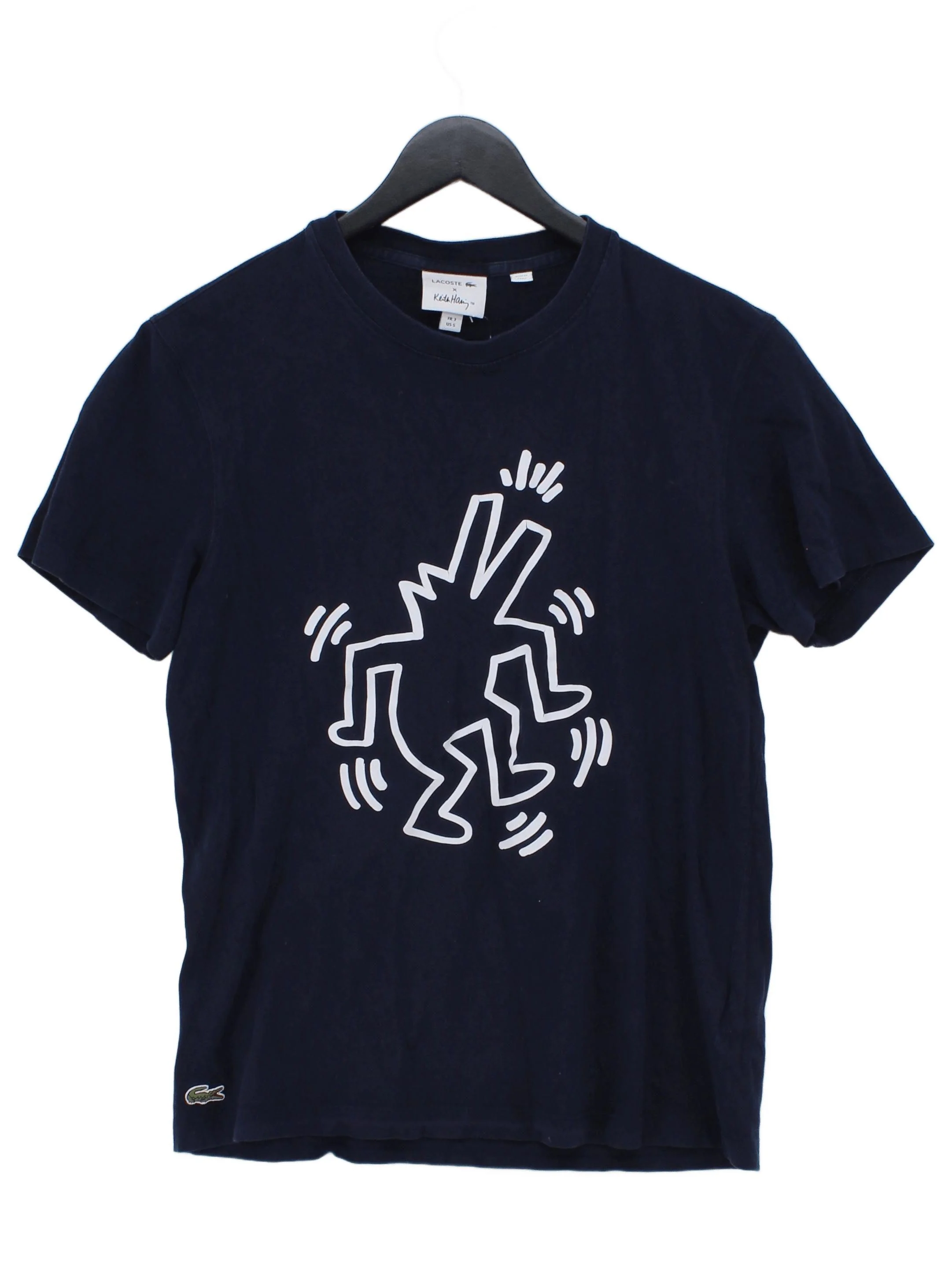 Lacoste Men's T-Shirt S Blue Graphic 100% Cotton Basic