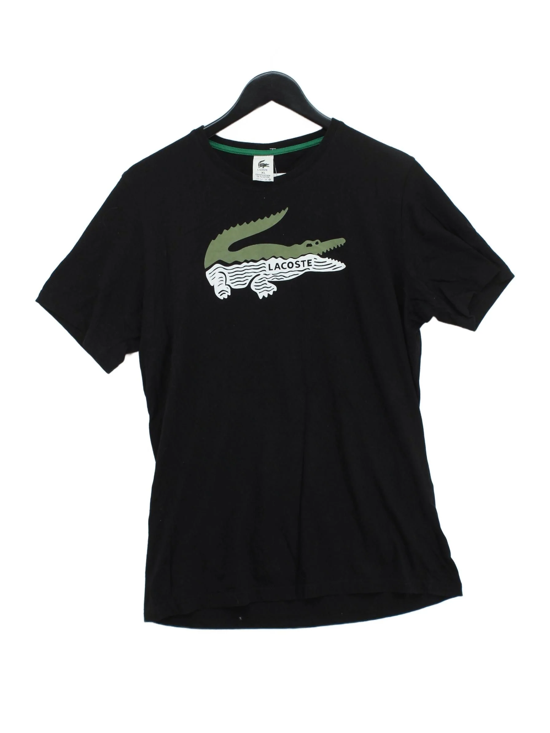 Lacoste Men's T-Shirt XL Black Graphic 100% Cotton Basic