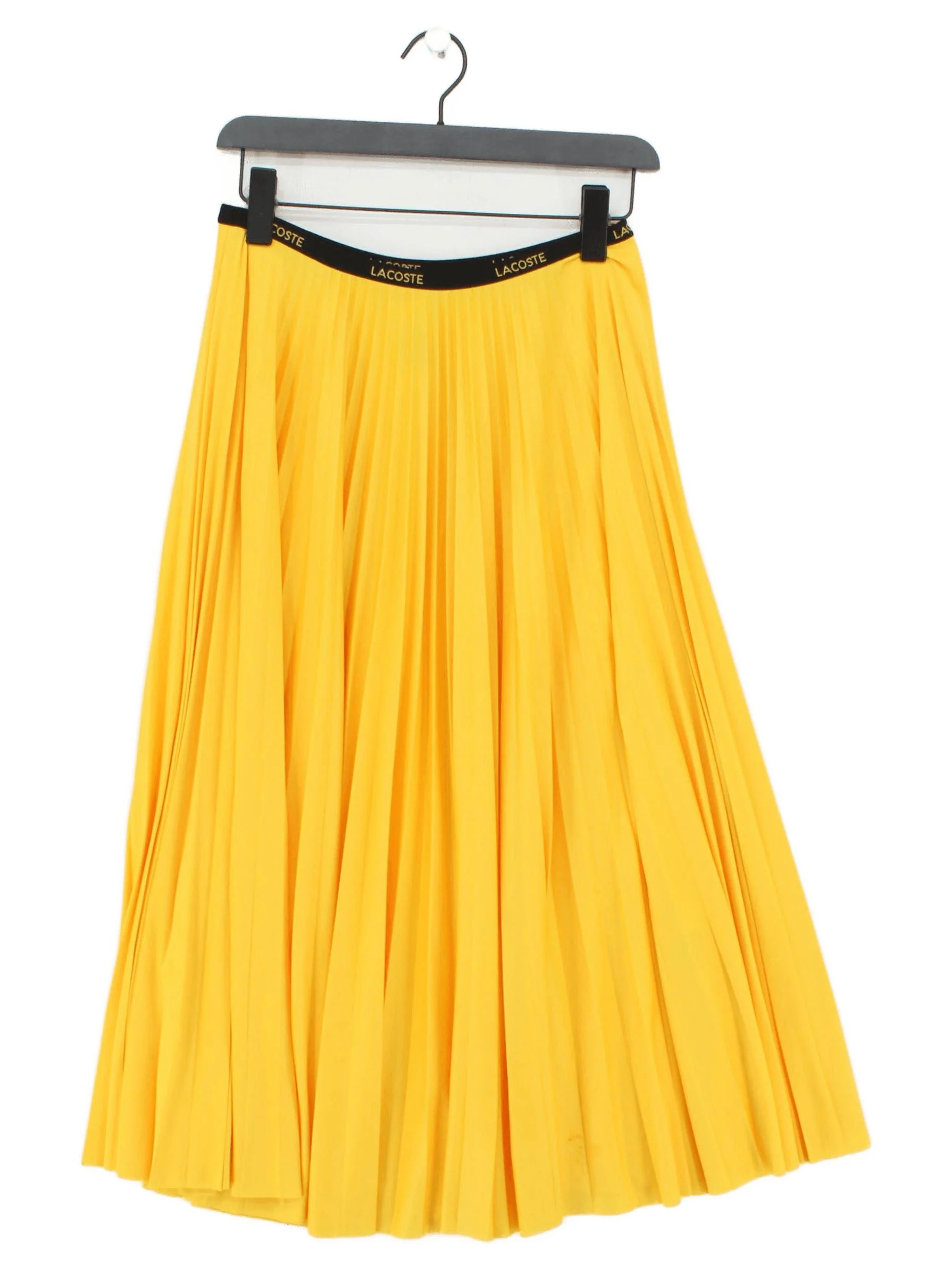 Lacoste Women's Midi Skirt S Yellow 100% Polyester Midi Pleated