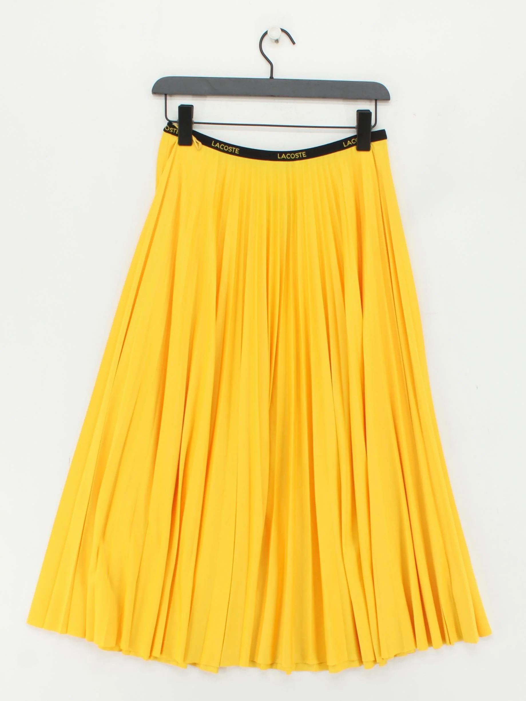 Lacoste Women's Midi Skirt S Yellow 100% Polyester Midi Pleated - Image 2