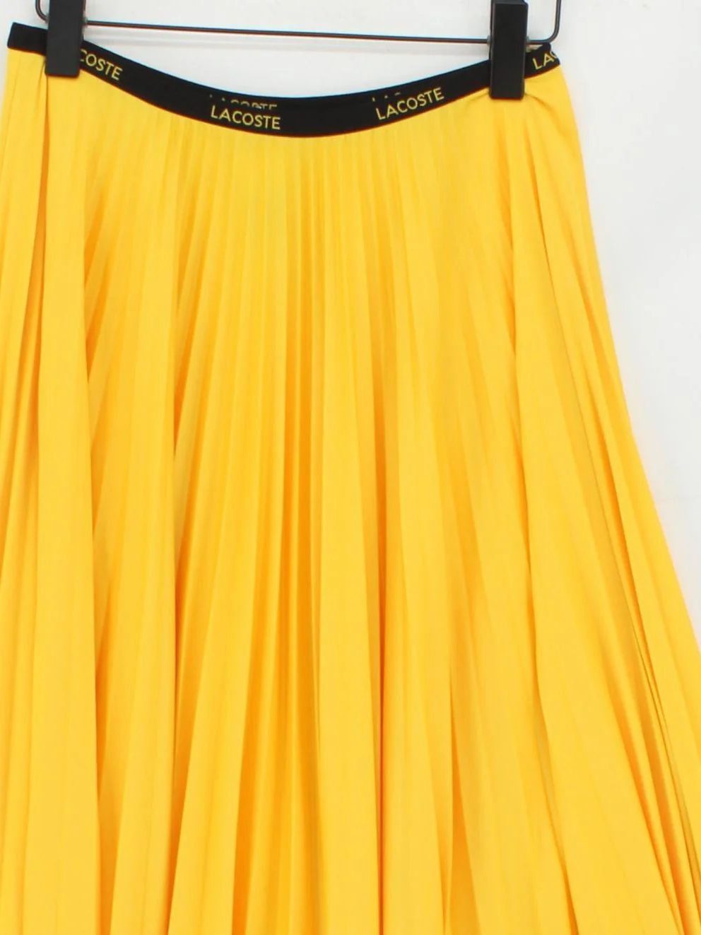 Lacoste Women's Midi Skirt S Yellow 100% Polyester Midi Pleated - Image 3