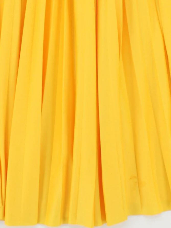 Lacoste Women's Midi Skirt S Yellow 100% Polyester Midi Pleated - Image 4