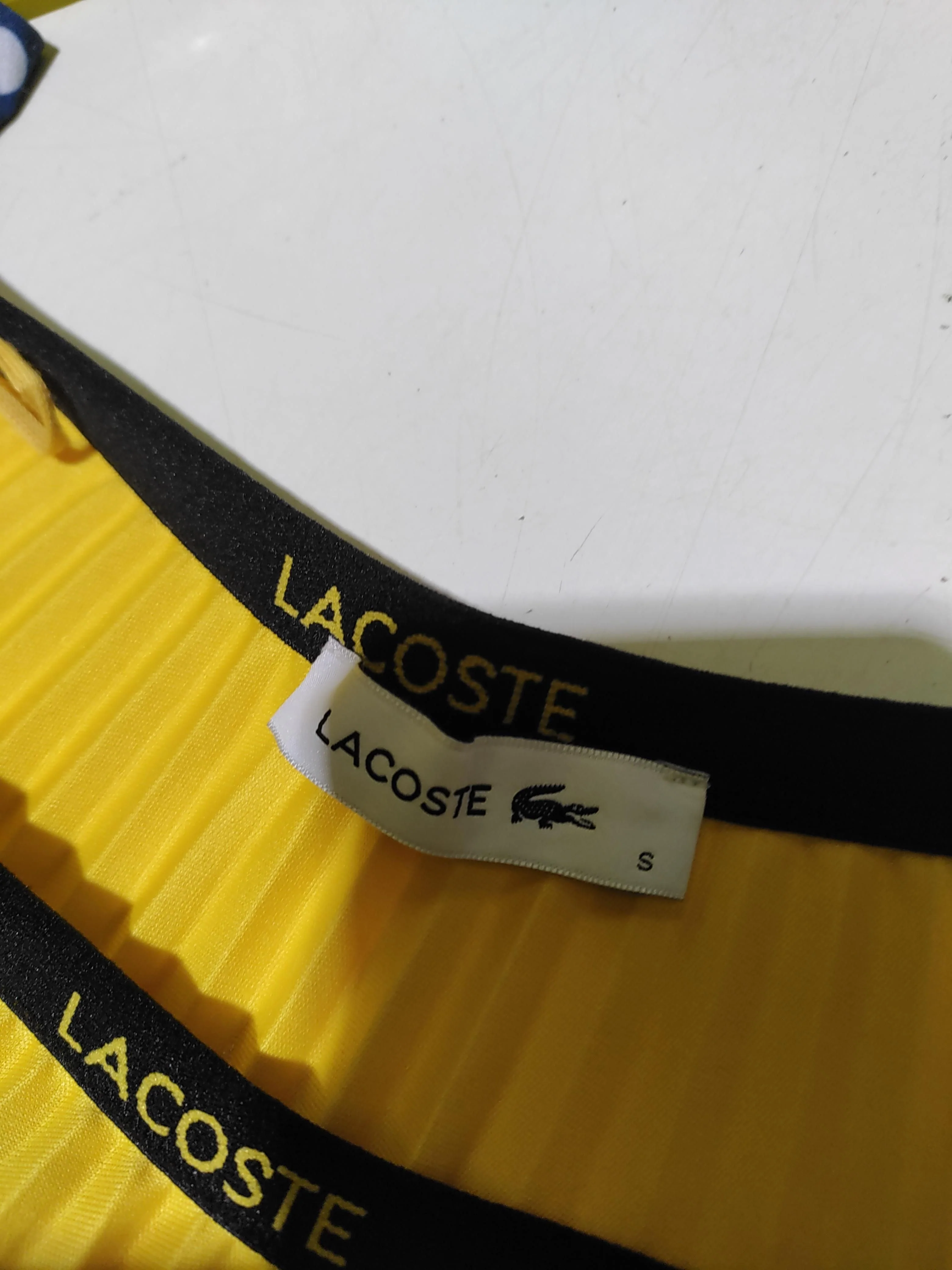 Lacoste Women's Midi Skirt S Yellow 100% Polyester Midi Pleated - Image 6