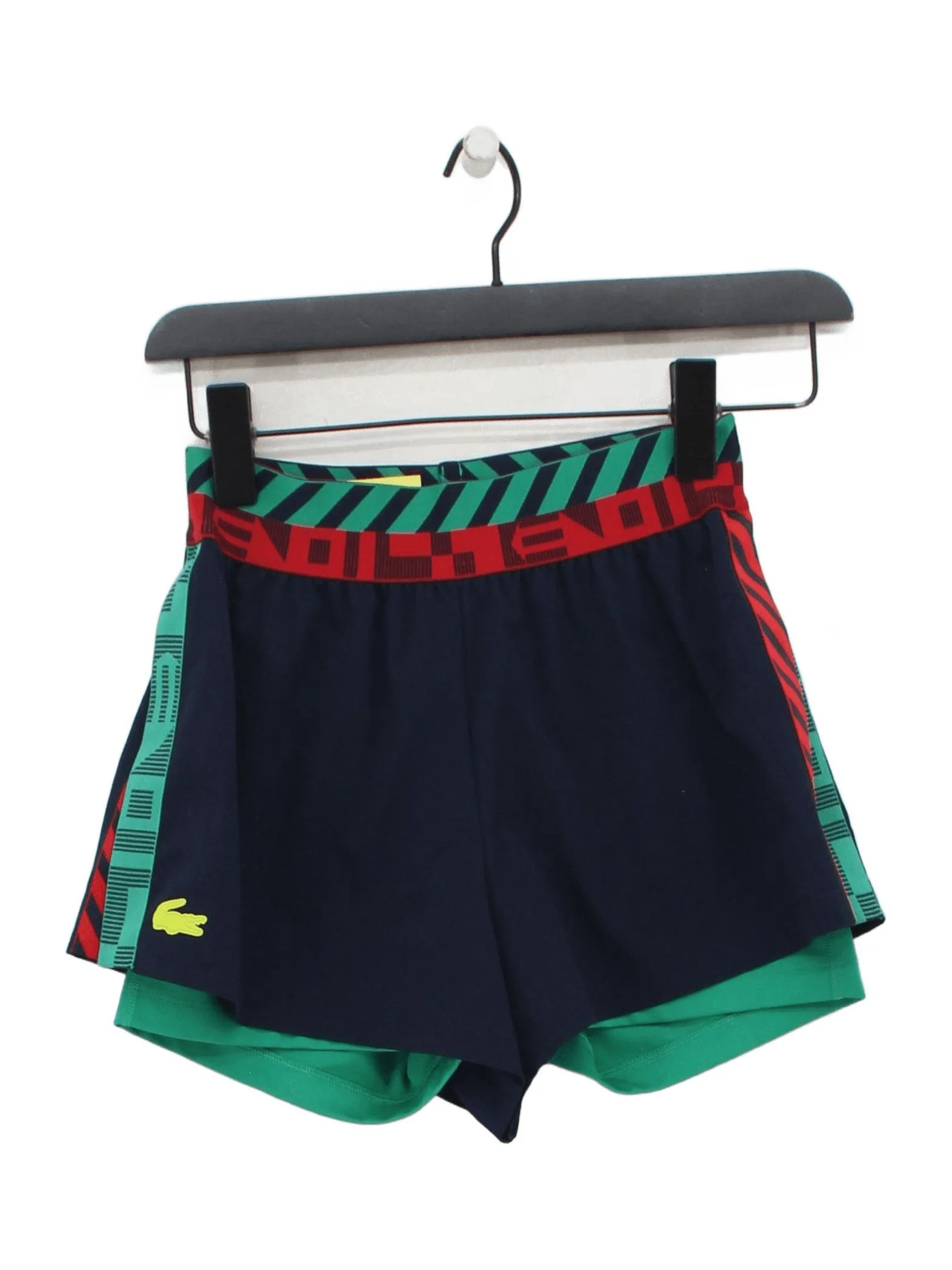 Lacoste Women's Shorts UK 6 Blue Striped 100% Other Sweat