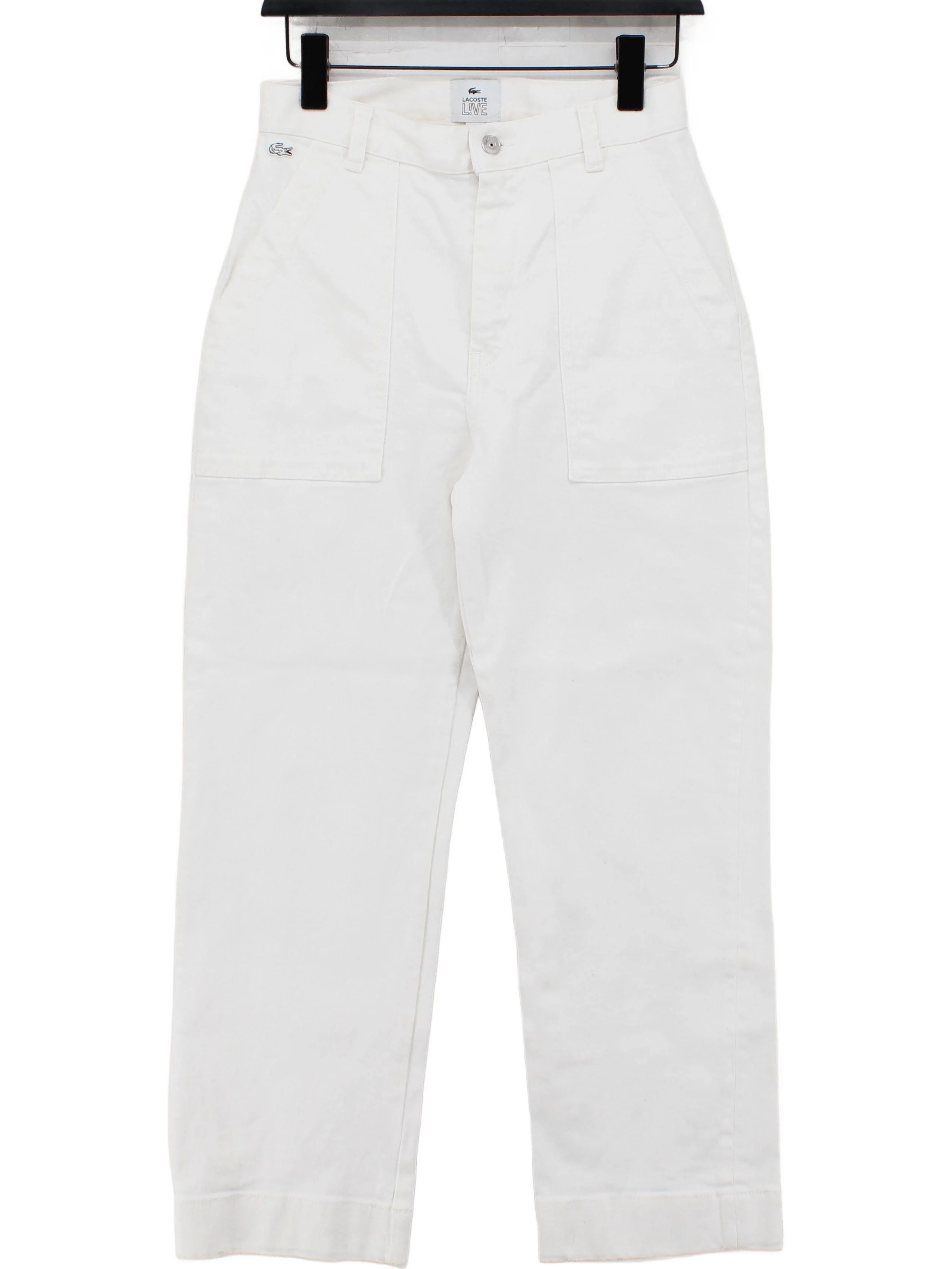 Lacoste Women's Trousers UK 10 White 100% Other Straight Cropped
